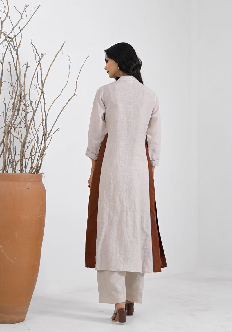 Breeze Brown Patch Kurta Set-2pcs