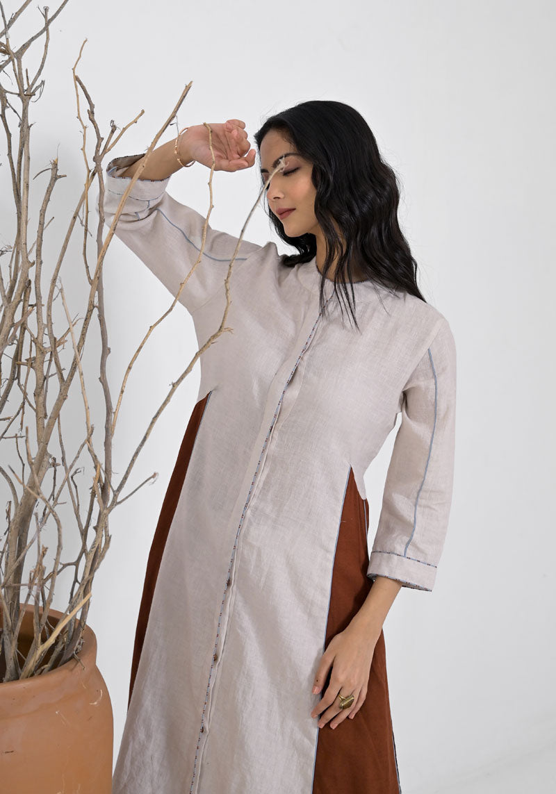 Breeze Brown Patch Kurta Set-2pcs