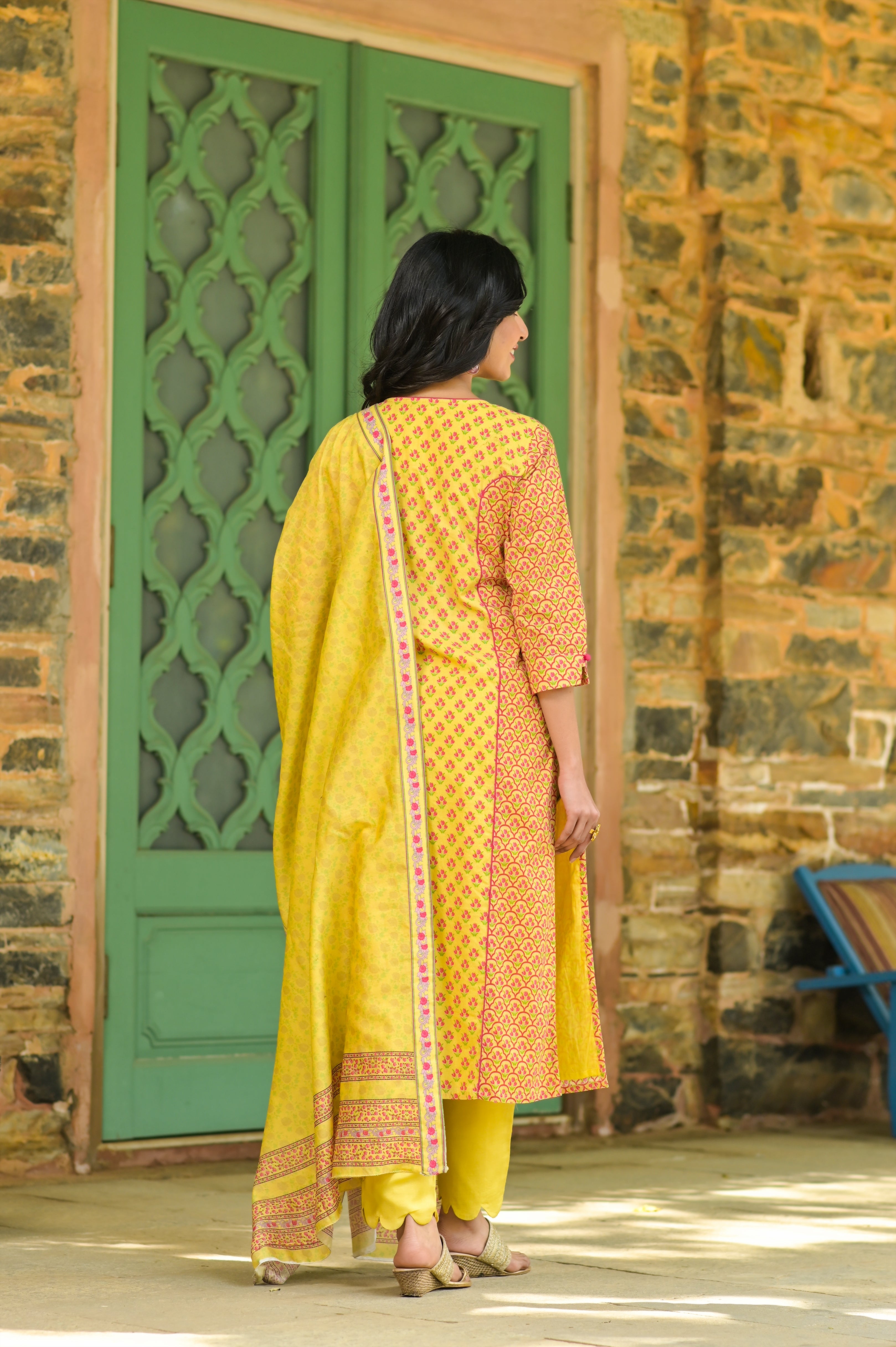 Mughal Jharokha Paneled Kurta Set-3pcs