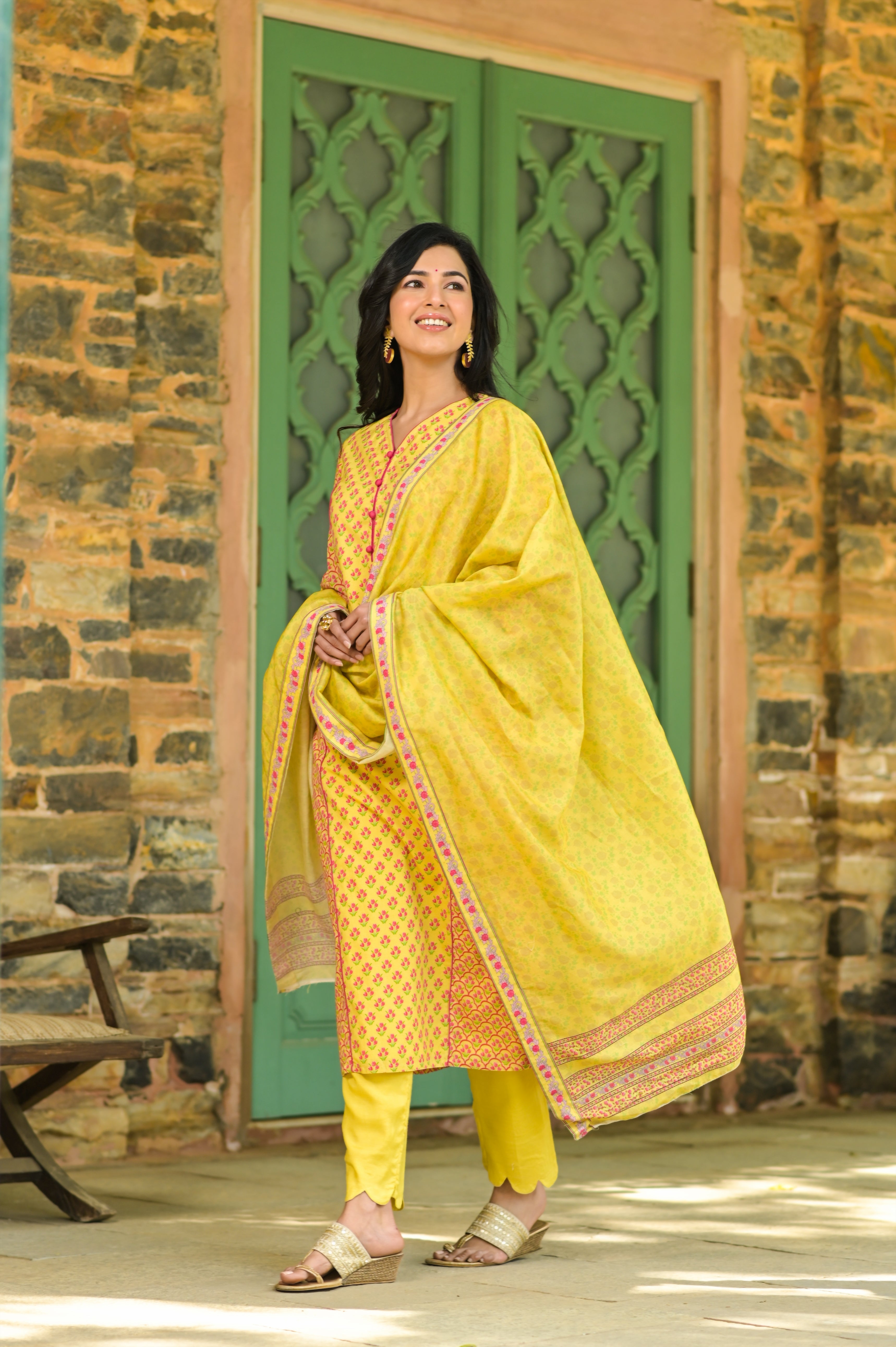 Mughal Jharokha Paneled Kurta Set-2pcs