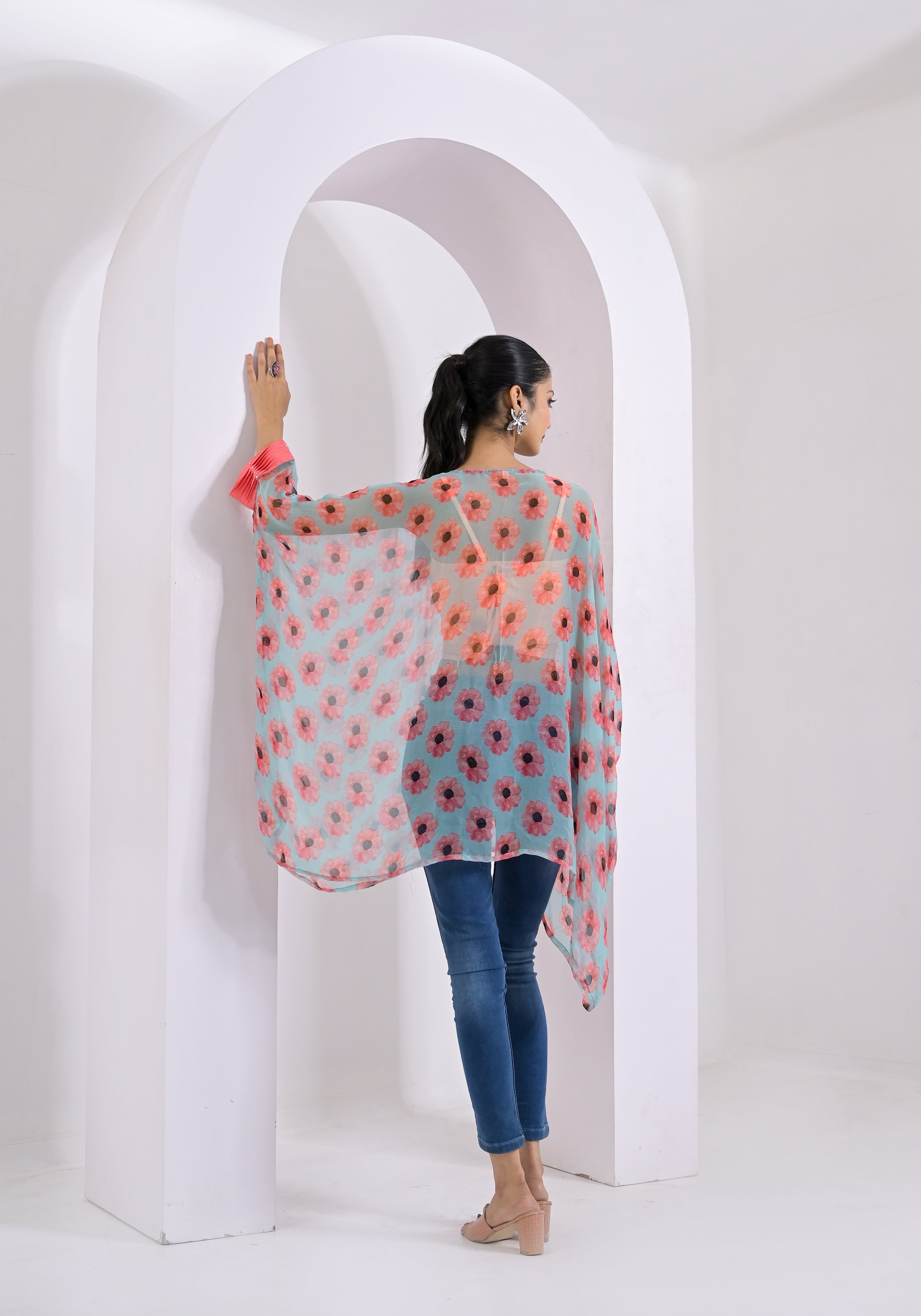 Bloom Print Peach Kaftan