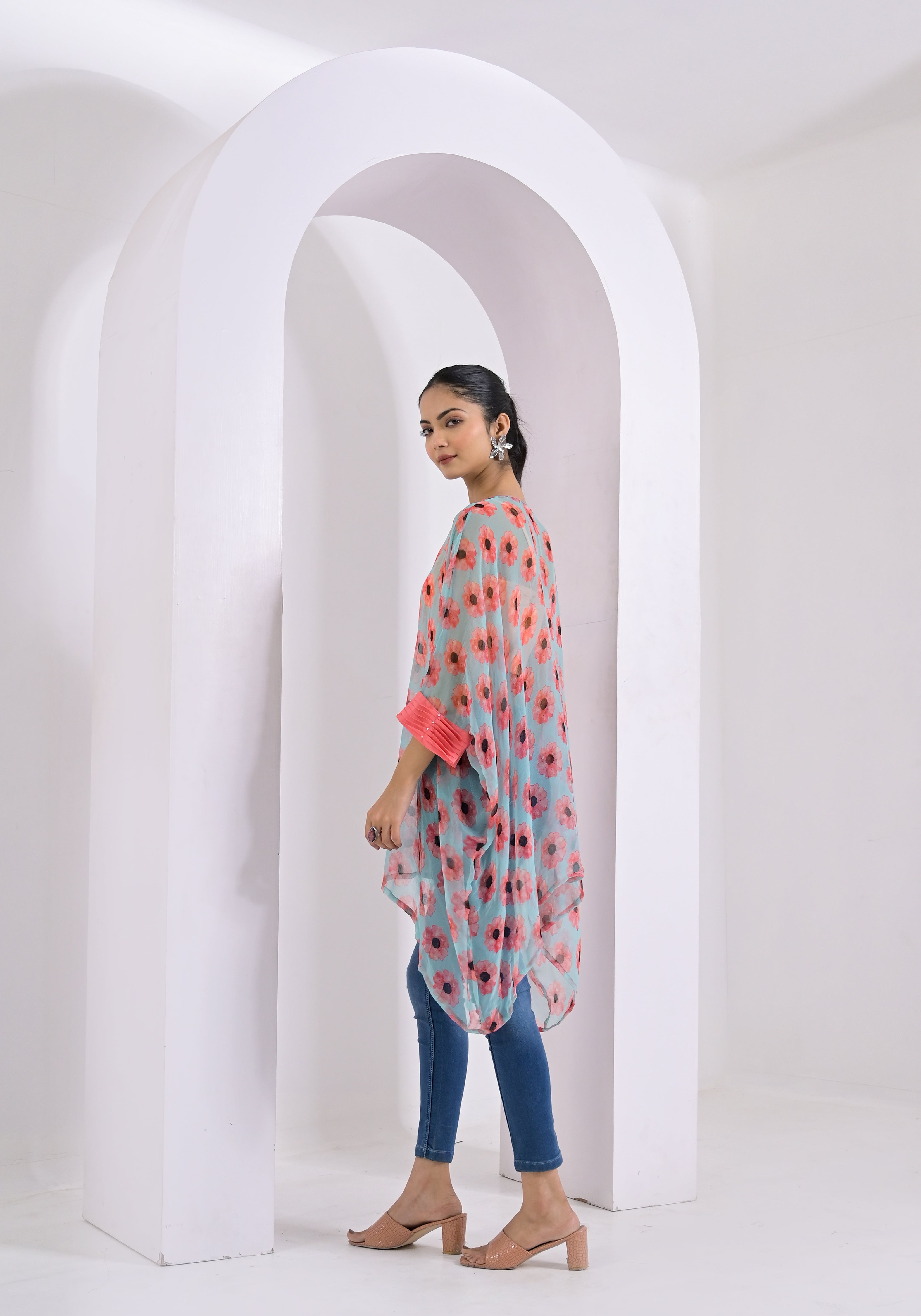 Bloom Print Peach Kaftan