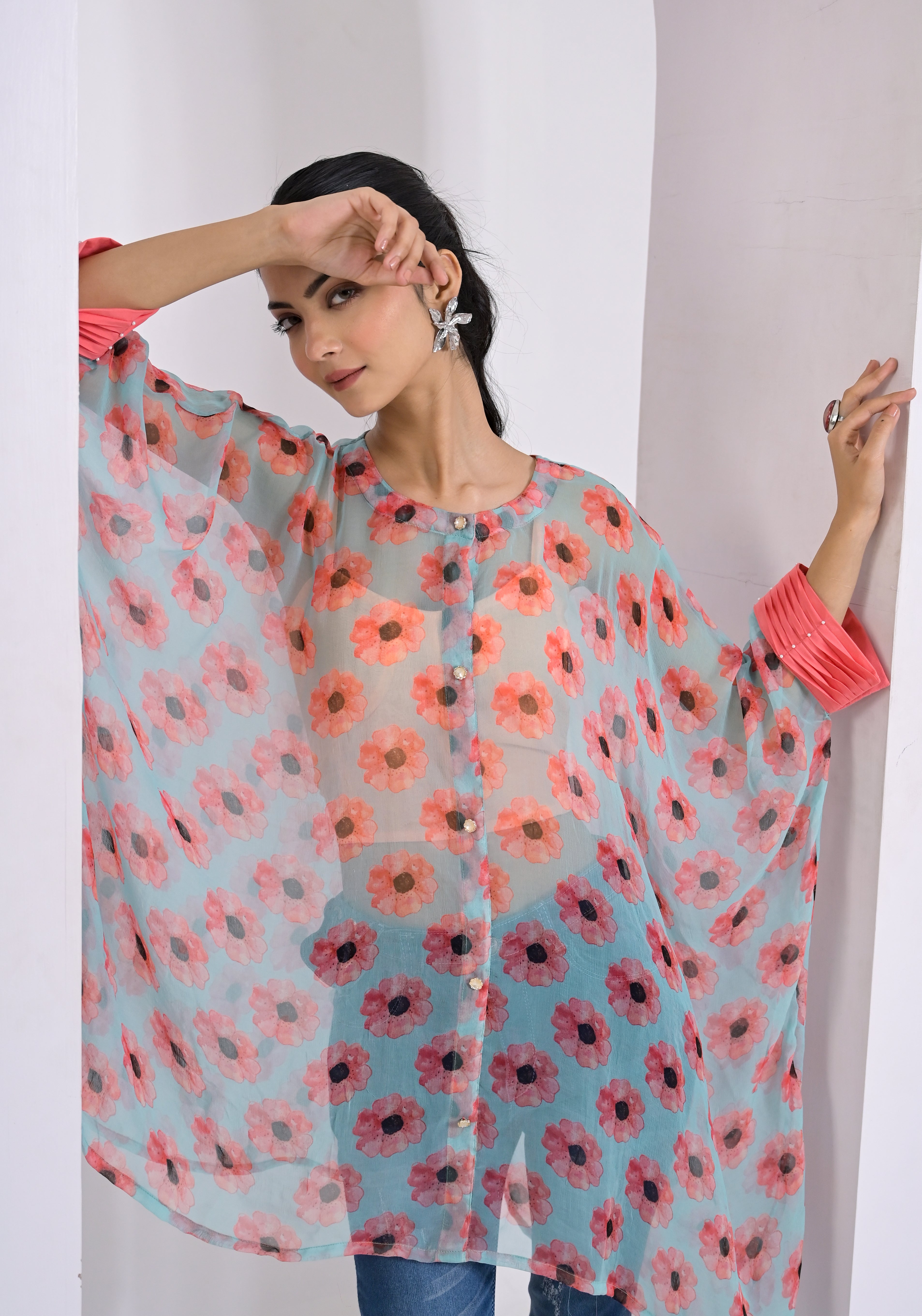 Bloom Print Peach Kaftan