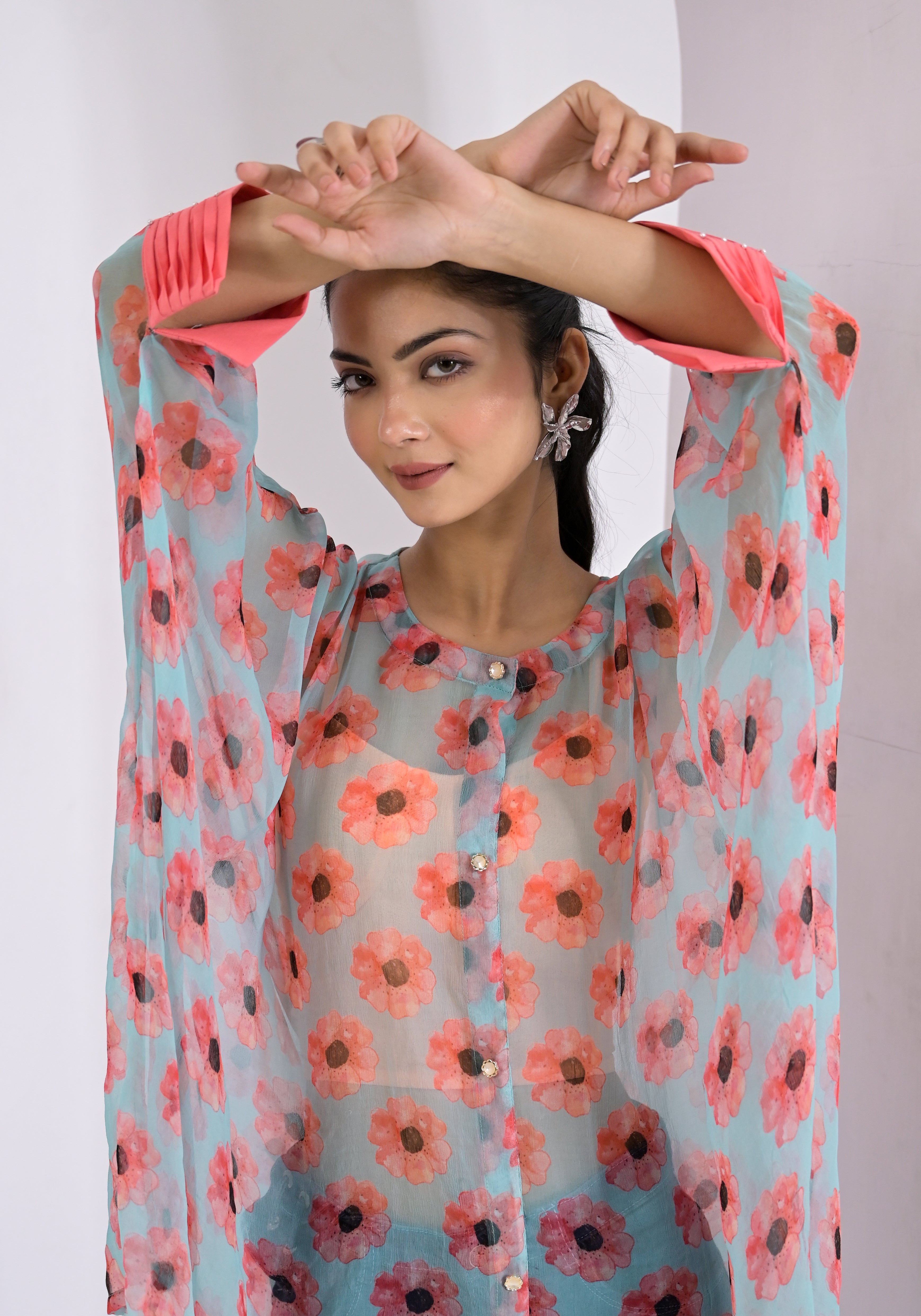 Bloom Print Peach Kaftan