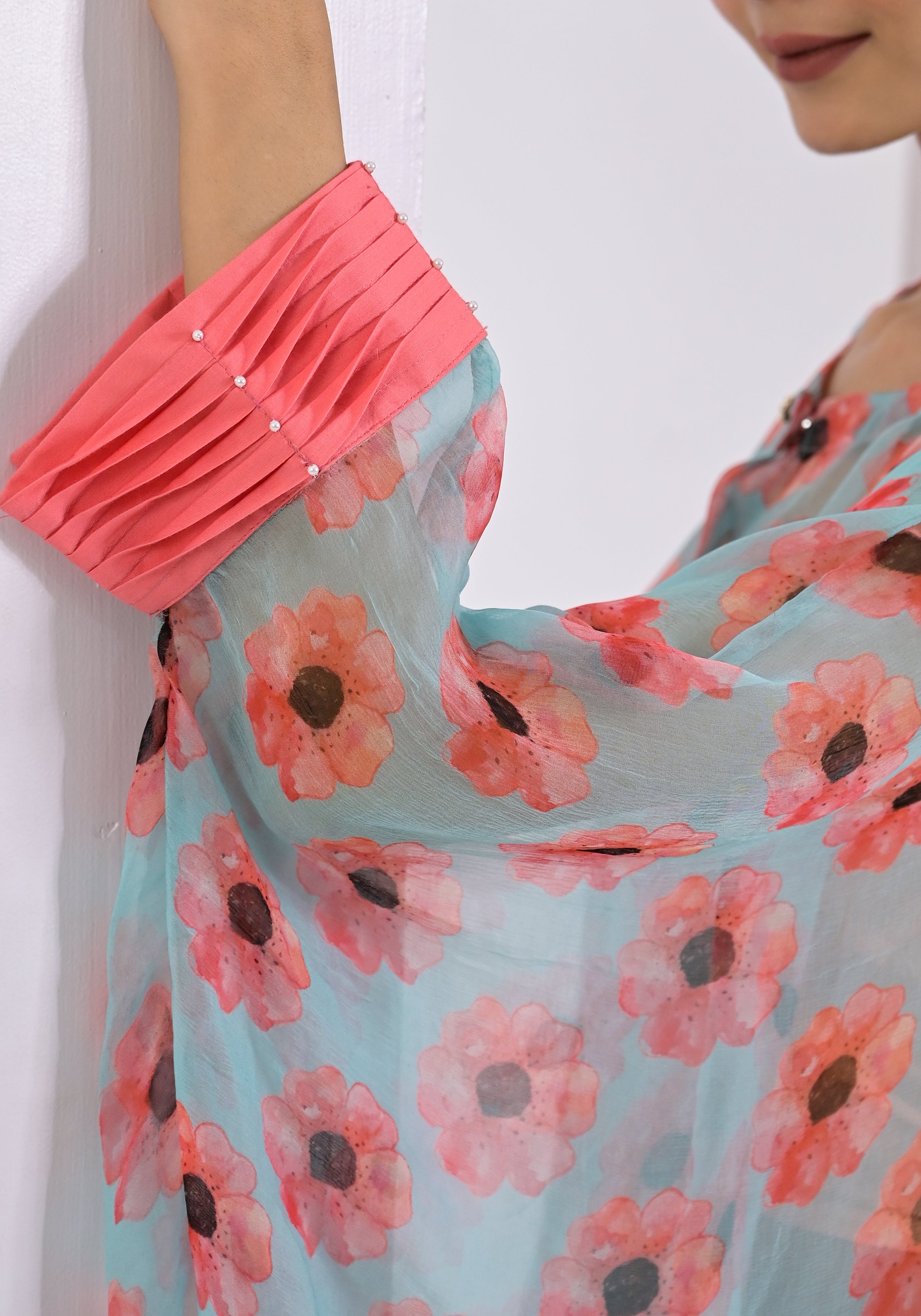 Bloom Print Peach Kaftan