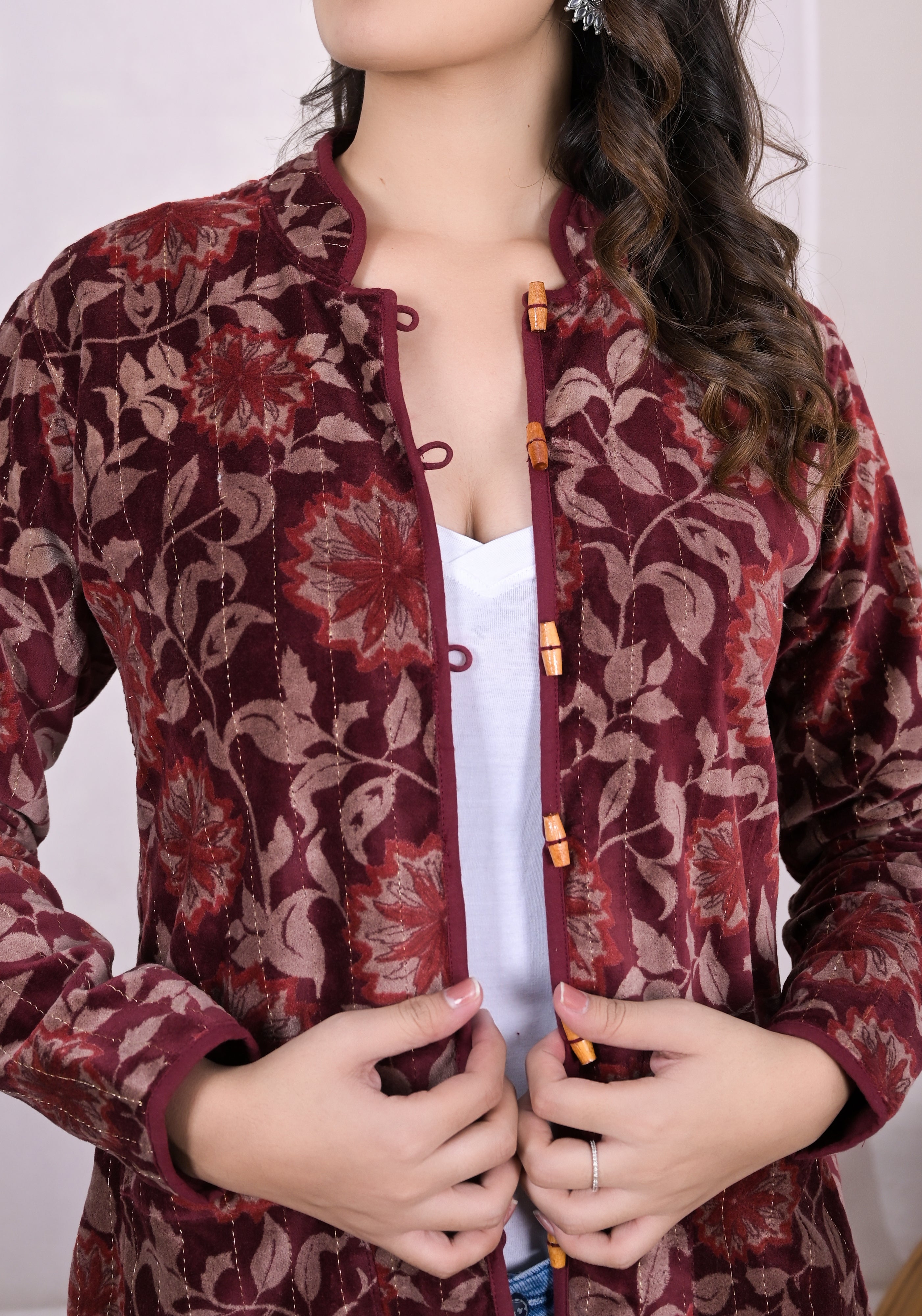 Rosy Velvet Long Jacket