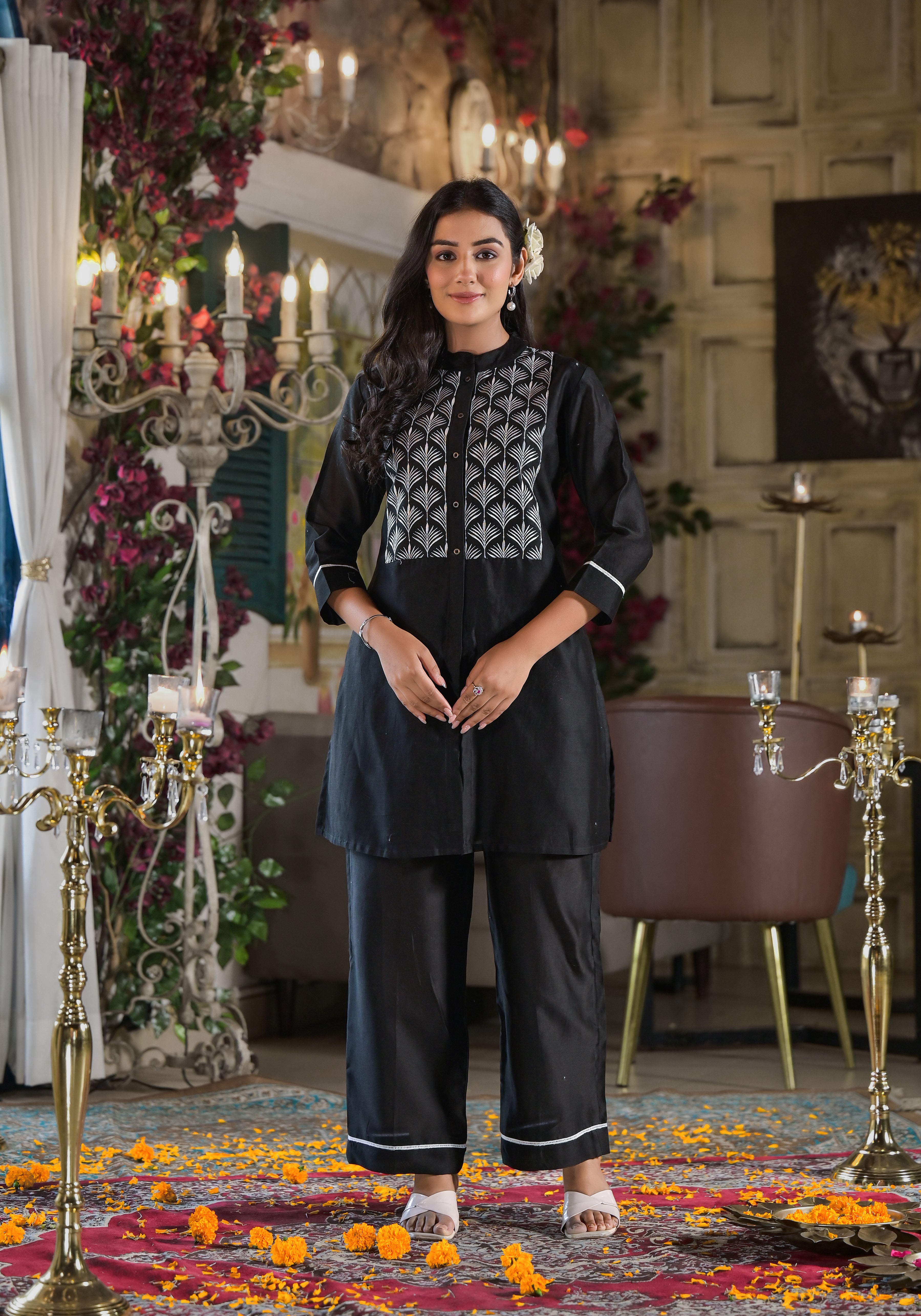 Black Chanderi Co-ord set -2pcs