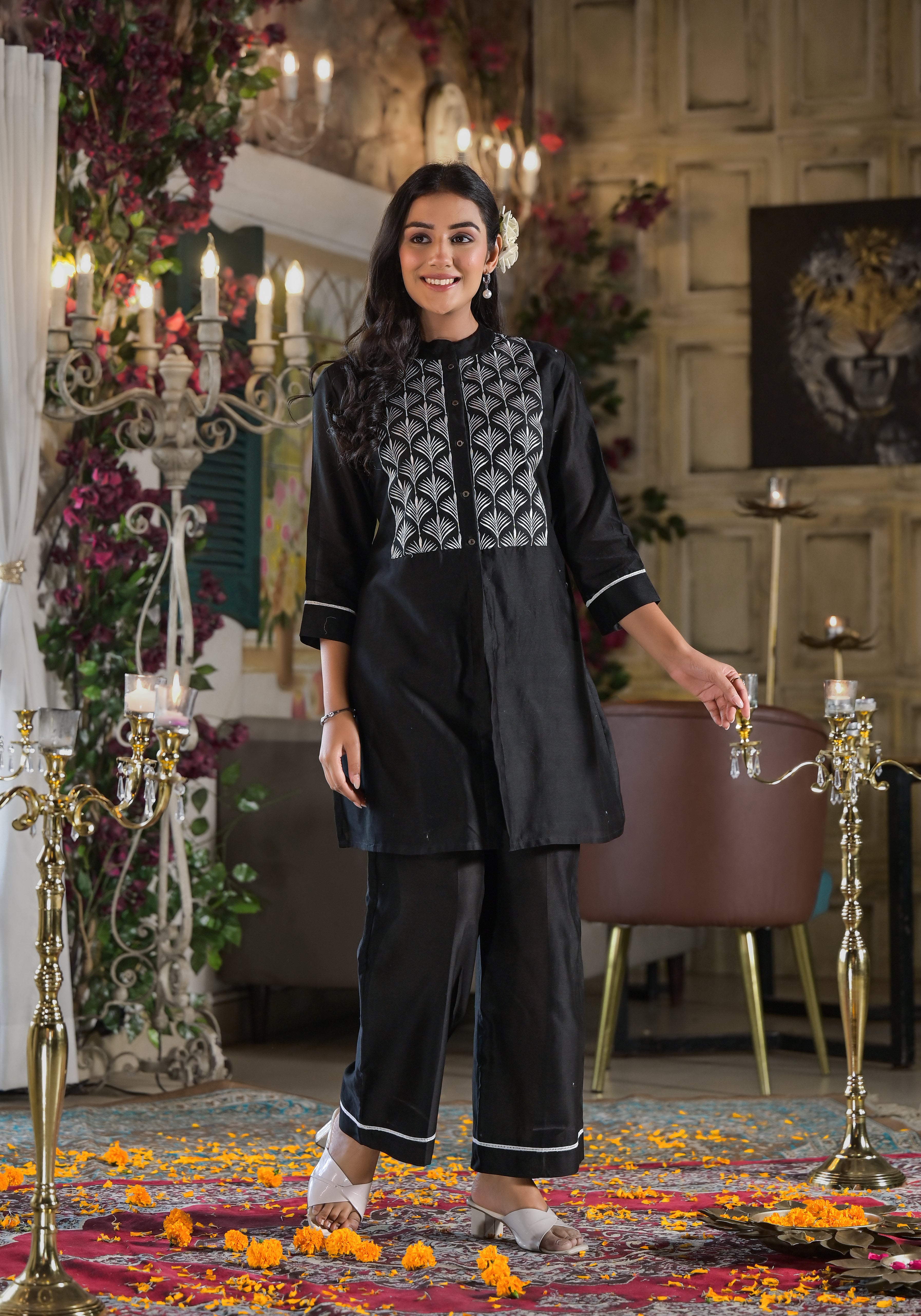 Black Chanderi Co-ord set -2pcs