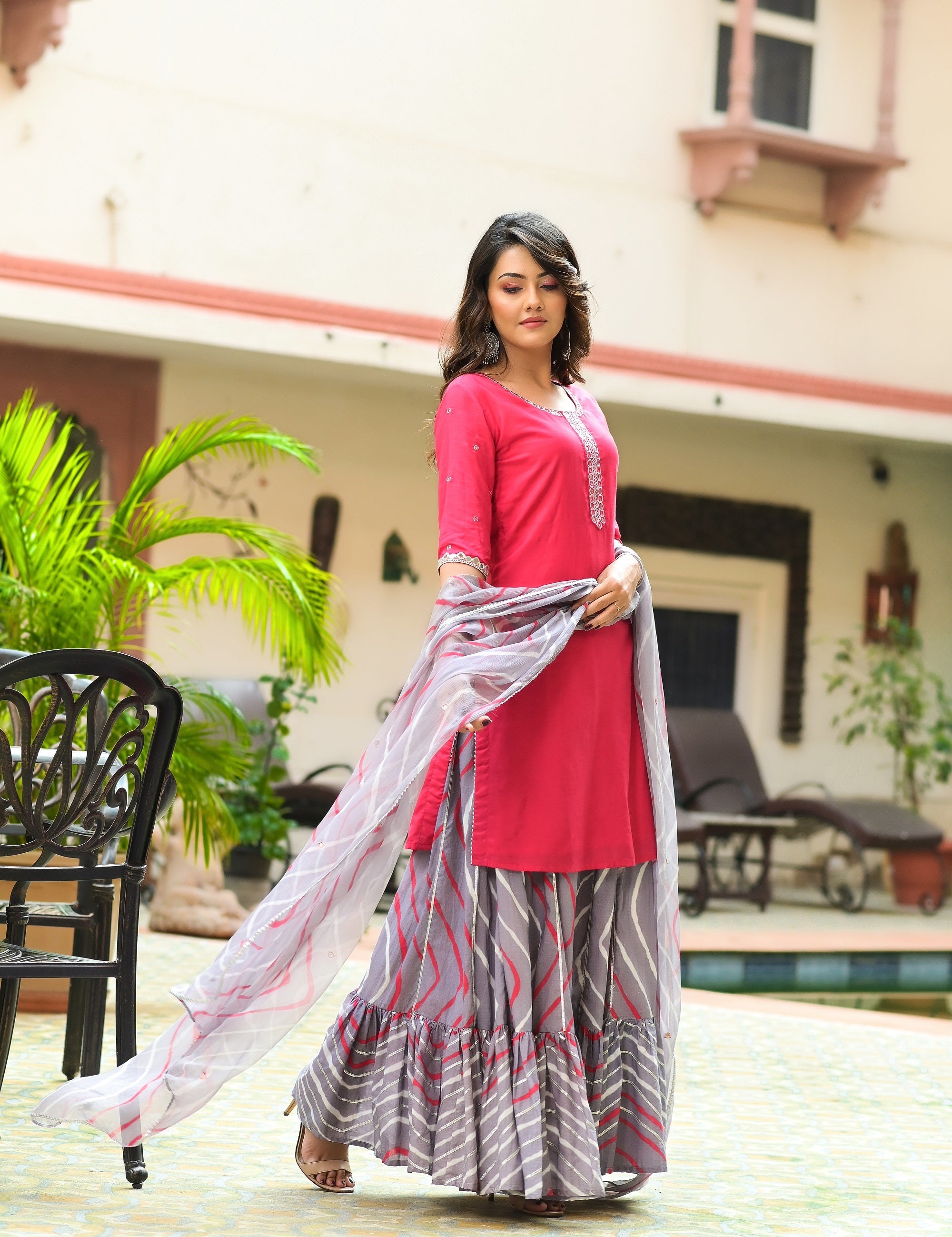 Grey Sharara Set- 3pcs