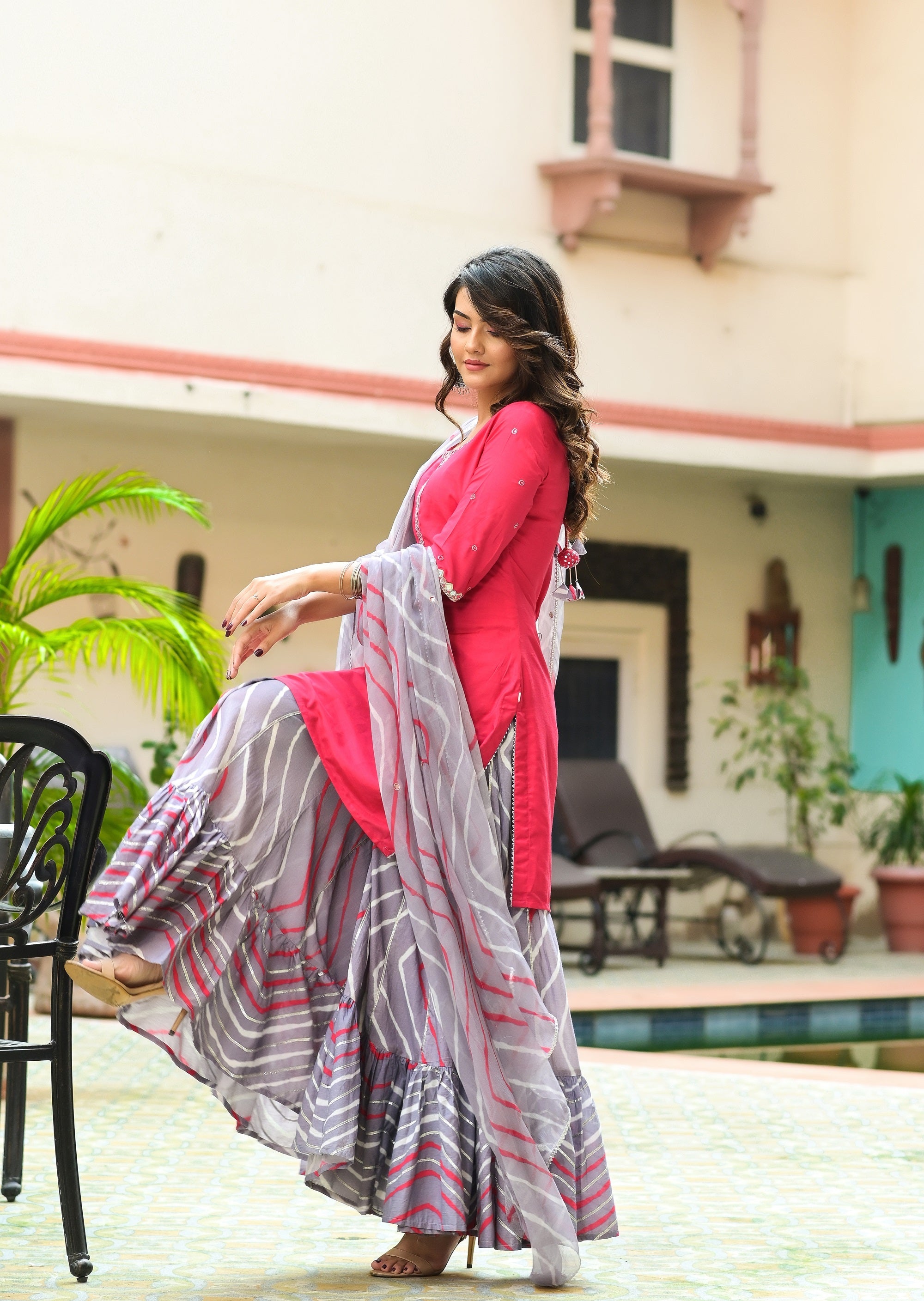 Grey Sharara Set- 3pcs