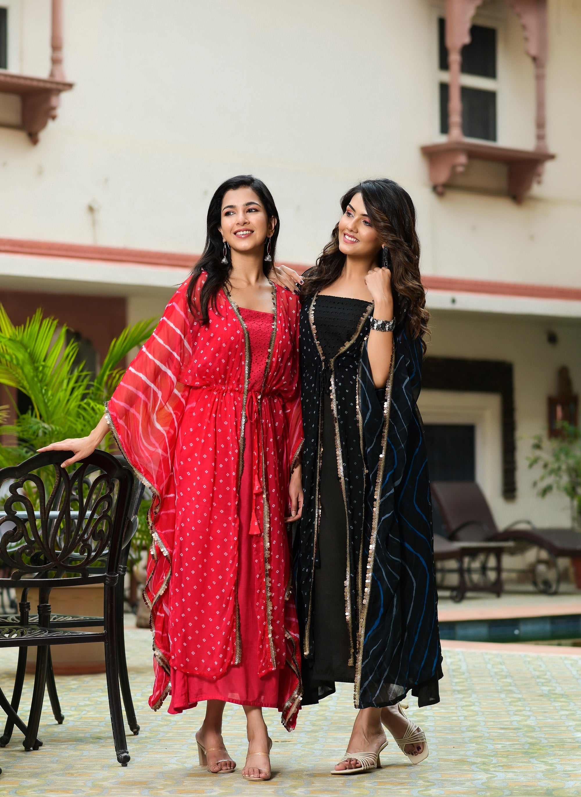 Black Chiffon Kaftan Set