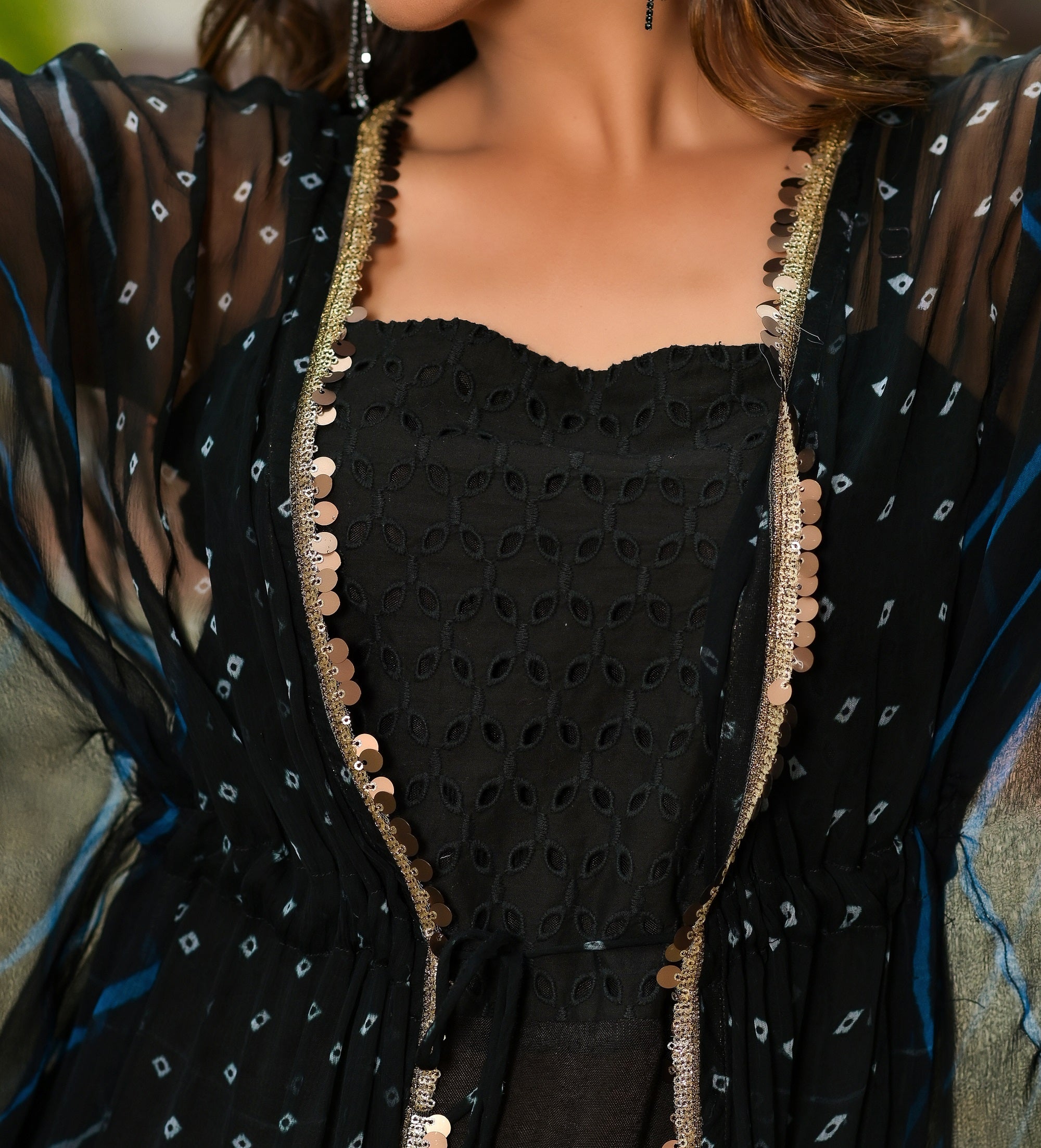Black Chiffon Kaftan Set