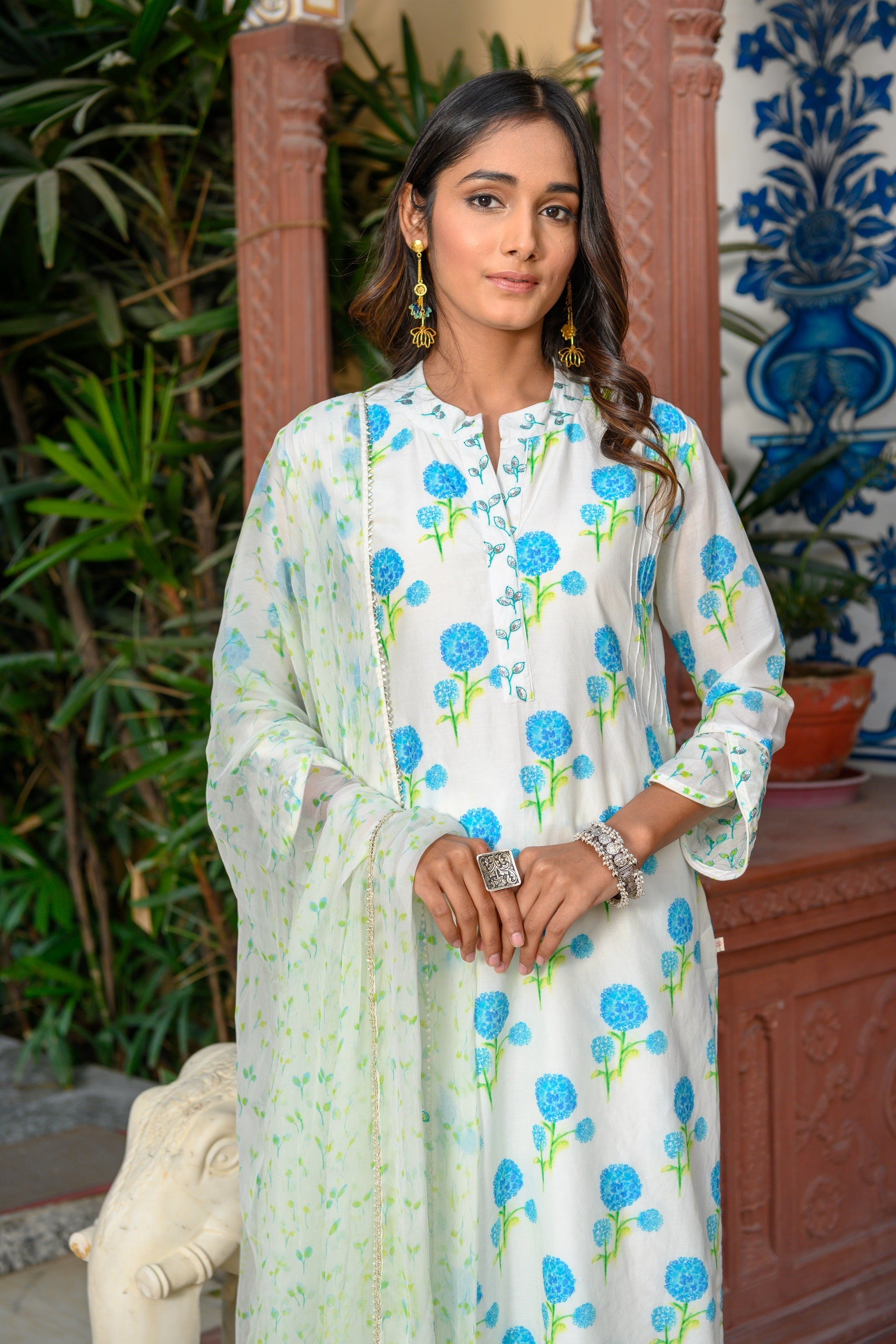 Marigold Straight Kurta Set-3pcs