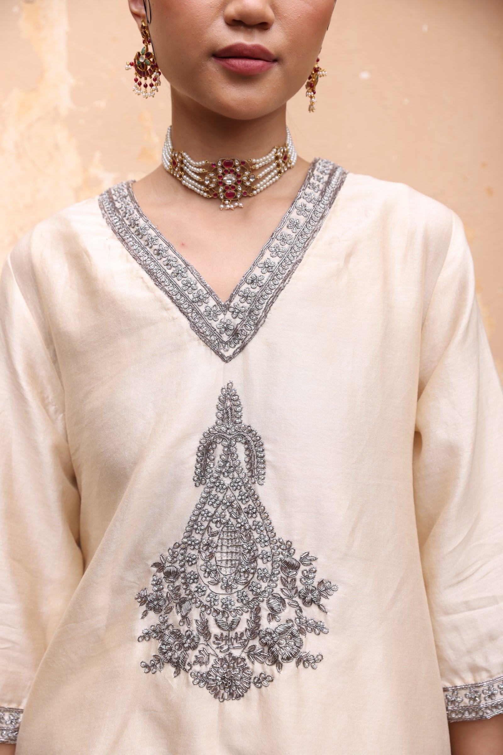 Ivory Zardozi Coord set