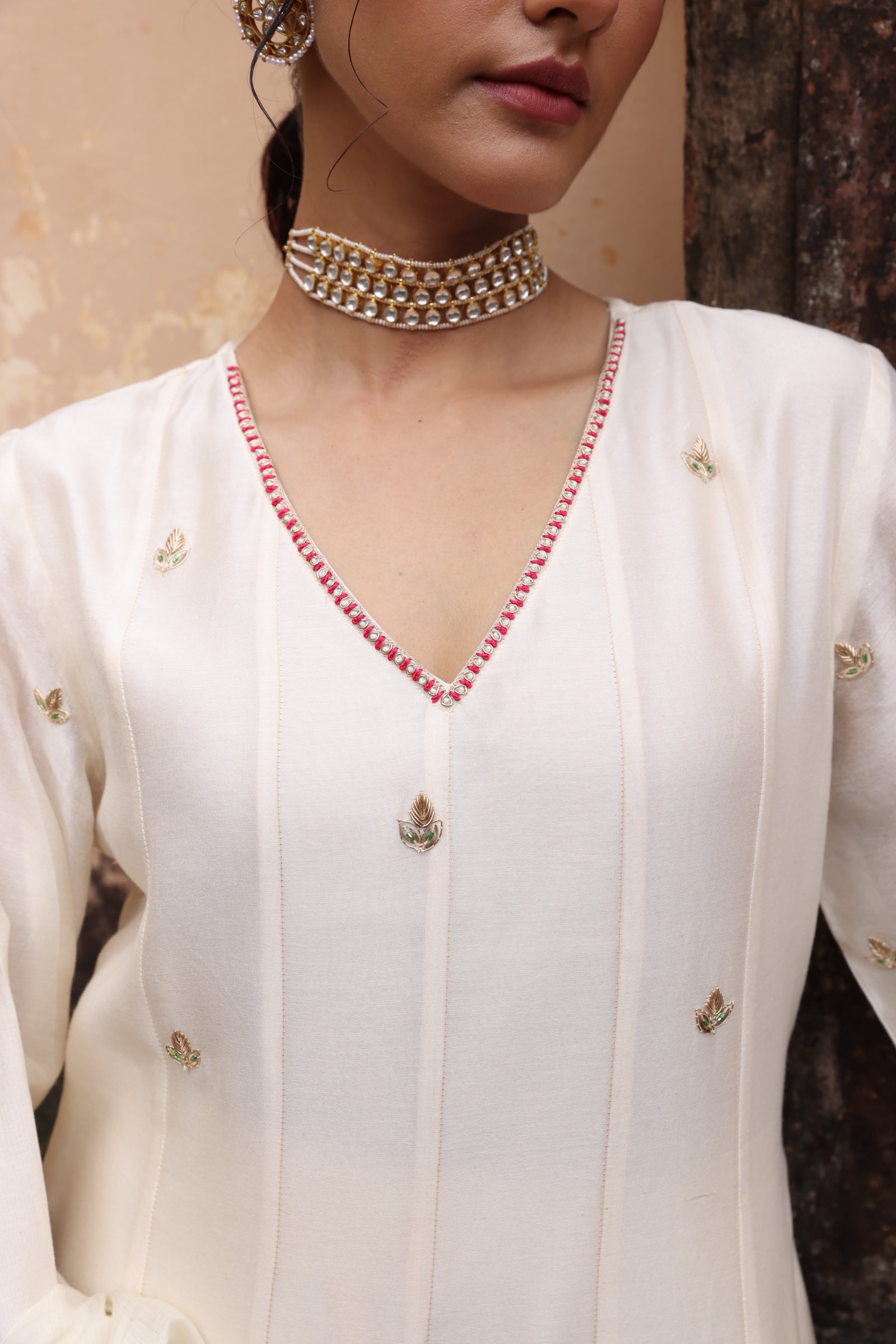 Ivory Paisley Kali Kurta Set