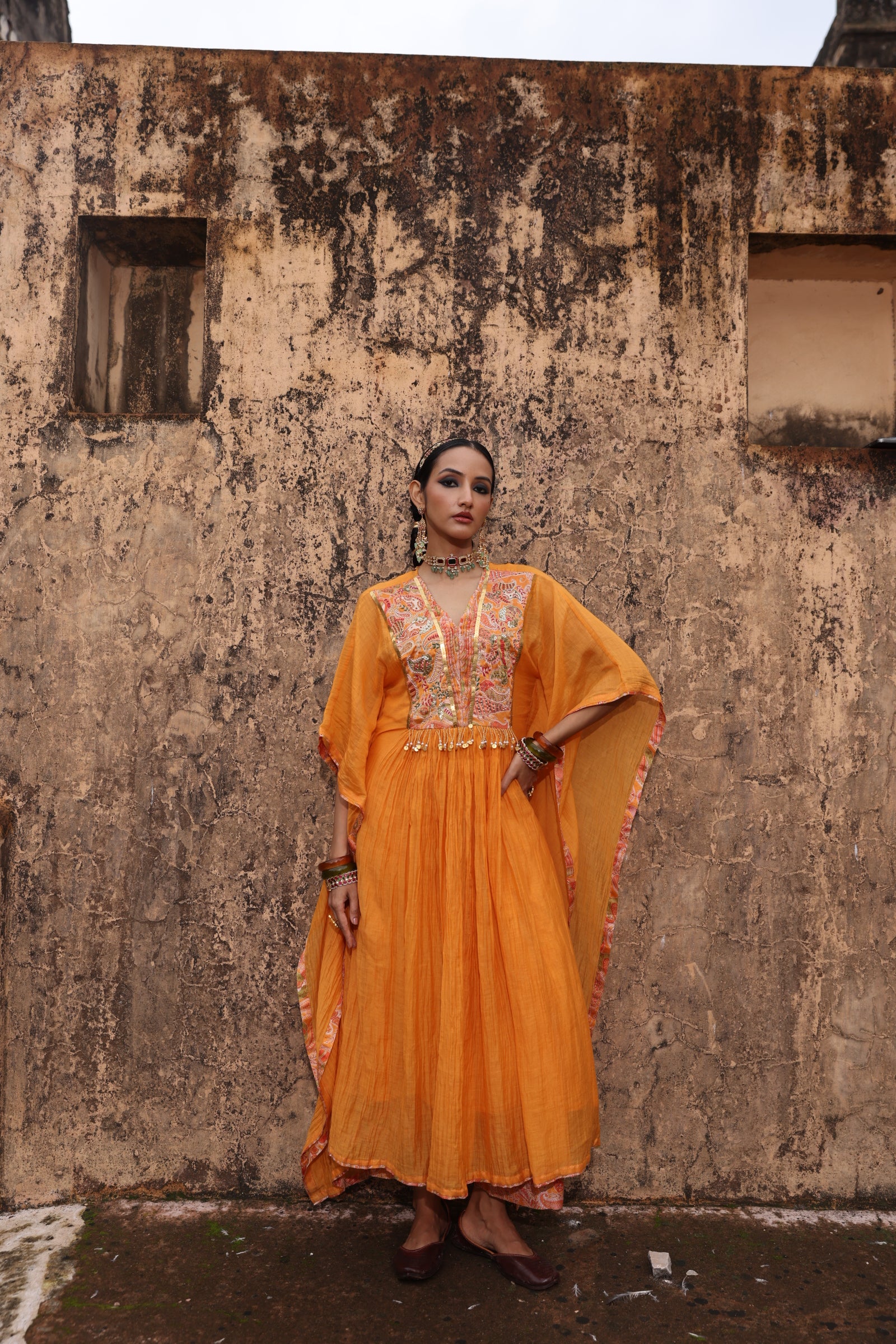 Paisley Embellished Kaftan Set