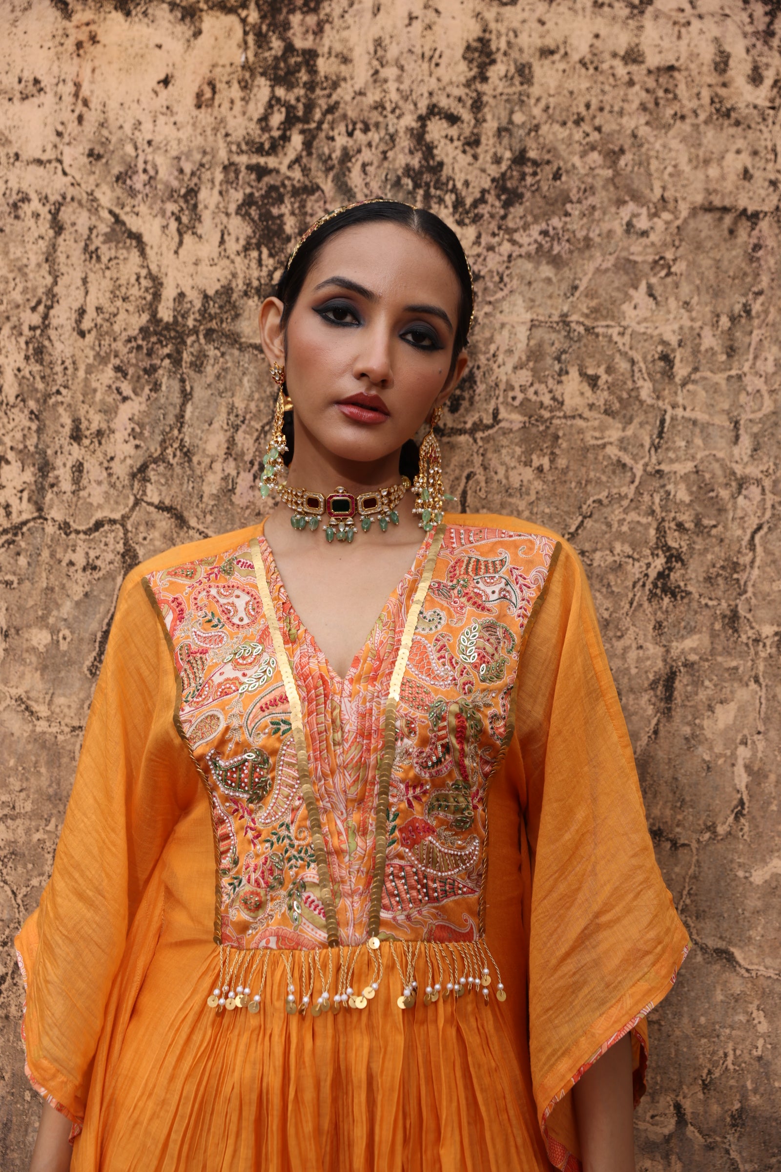 Paisley Embellished Kaftan Set
