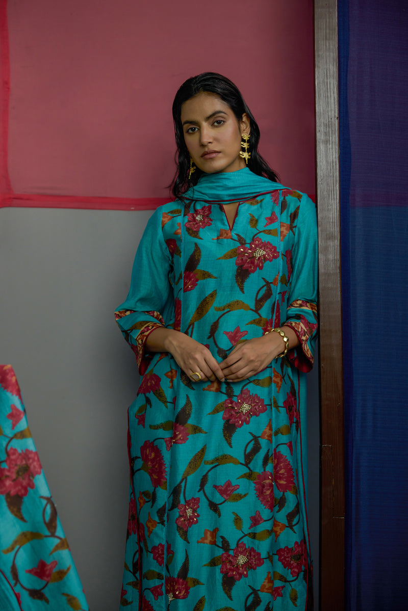 Abstract Floral Kurta Set