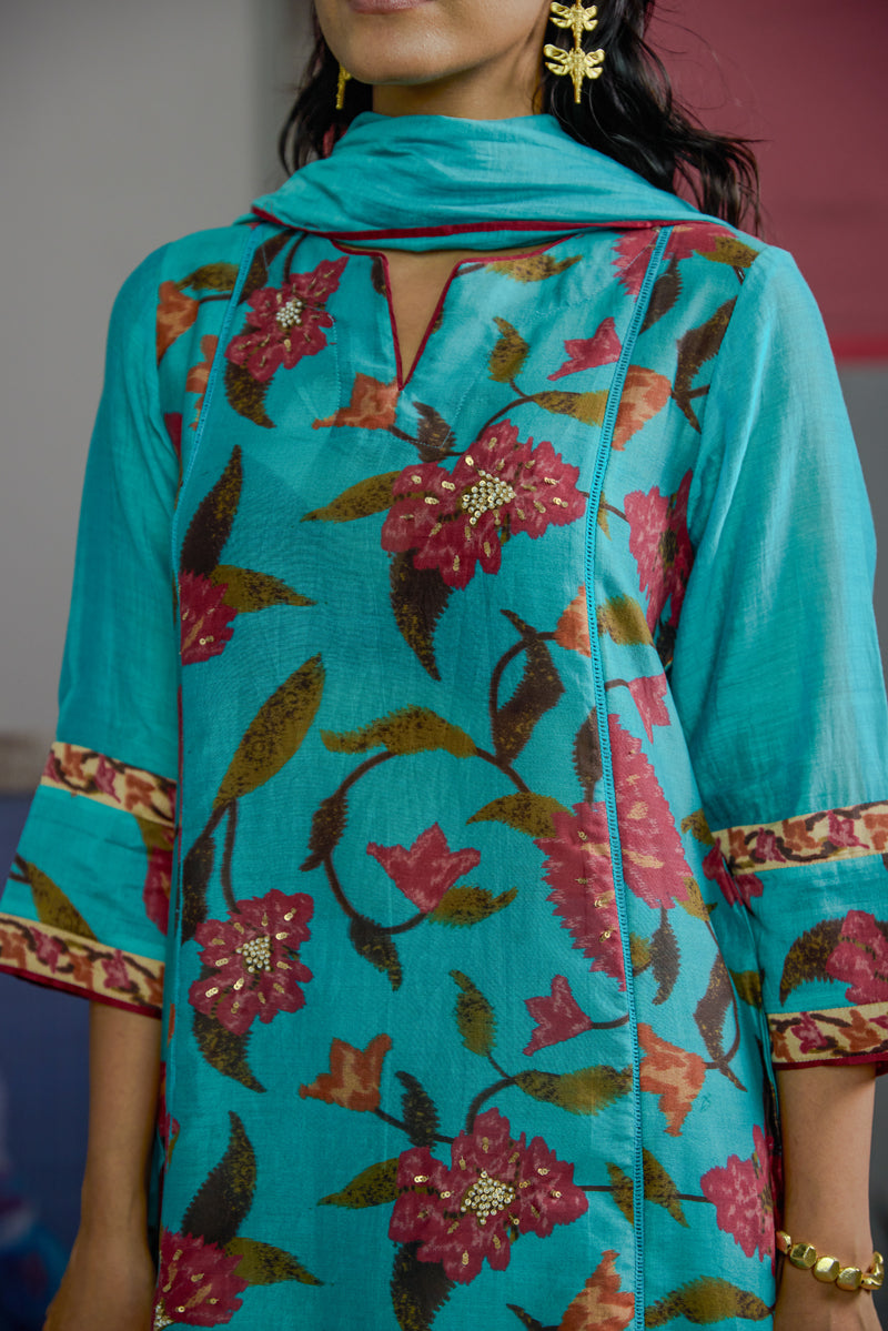 Abstract Floral Kurta Set
