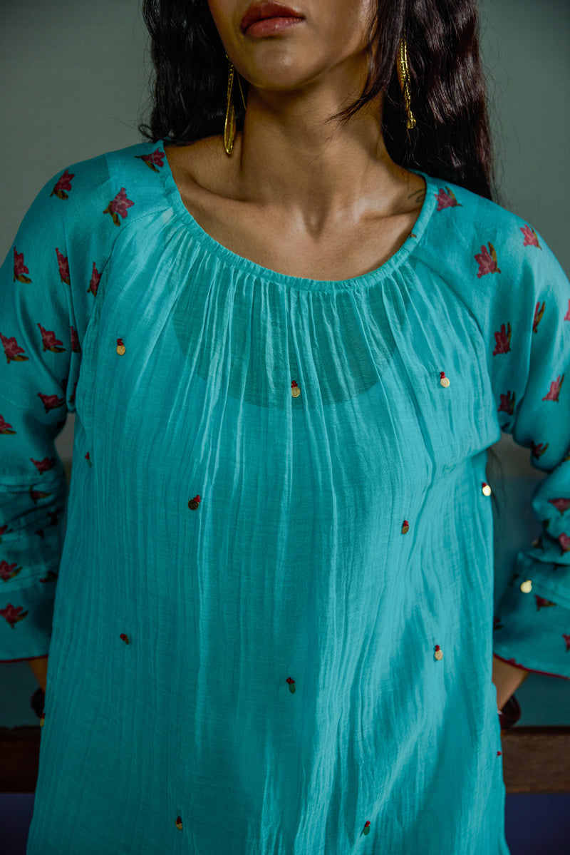 Afsana Turquoise Raglan Set