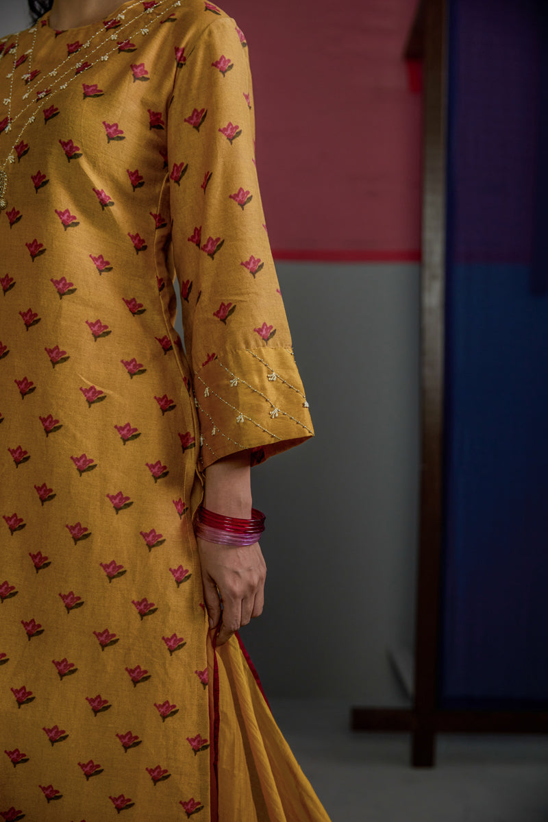 Afsana Mustard Neck Work Kurta set