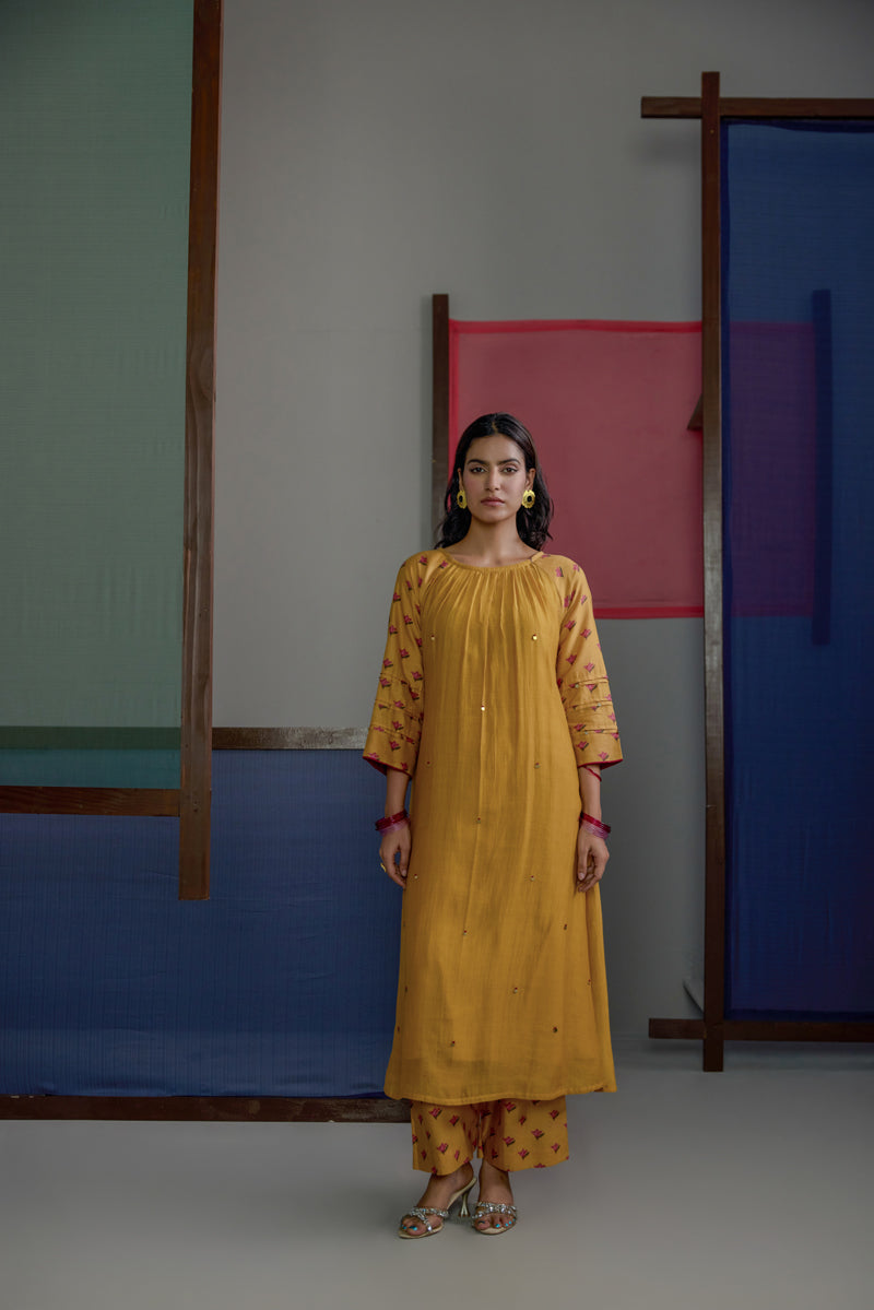 Afsana Mustard Raglan Set