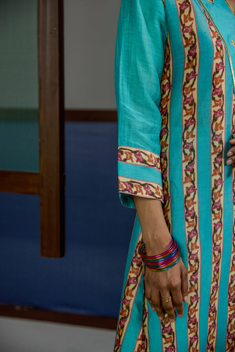 Afsana Turquoise Stripe Kurta Set