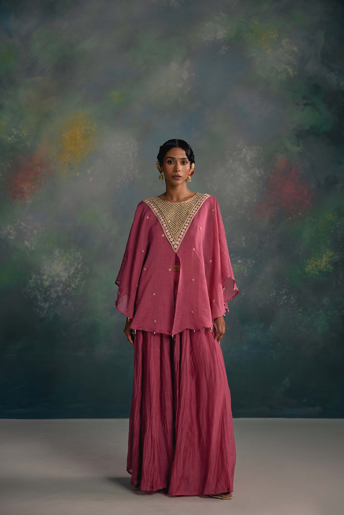 Aks Rose Pink Sharara Set