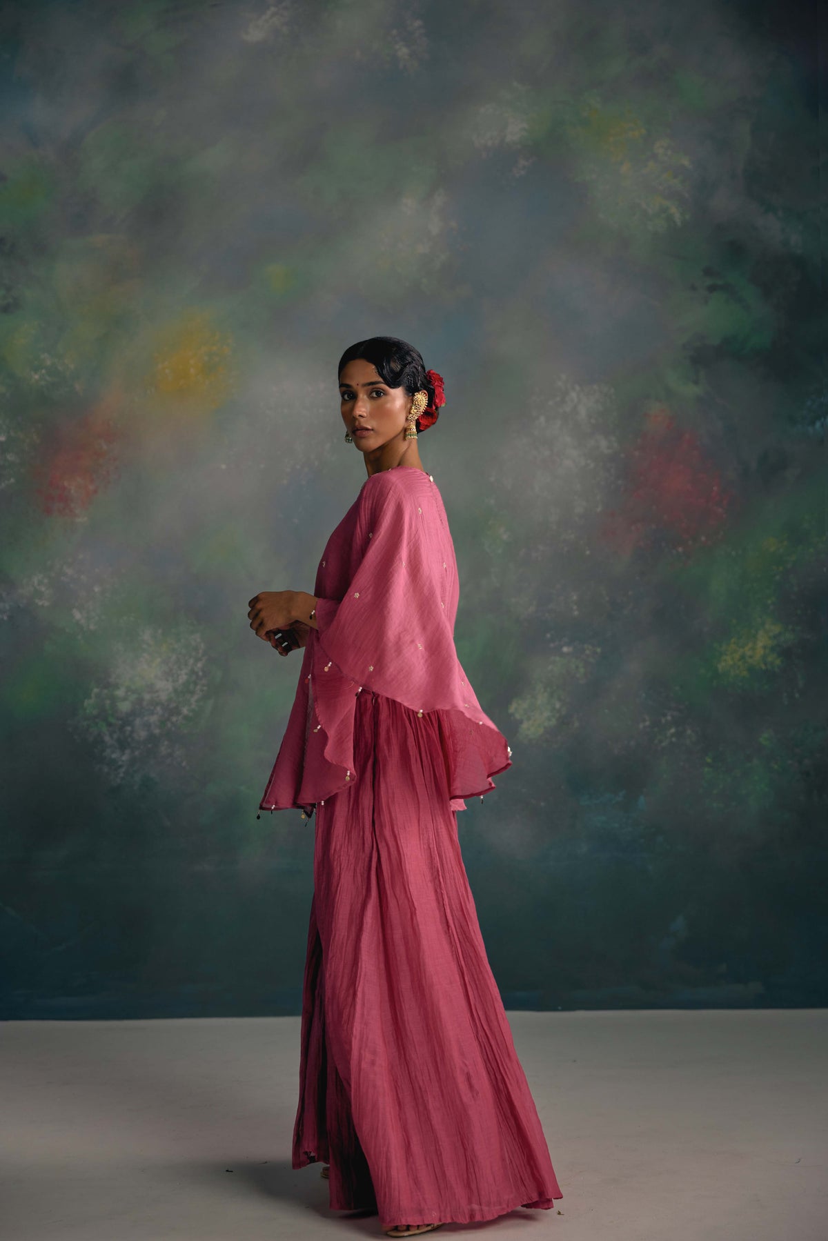 Aks Rose Pink Sharara Set