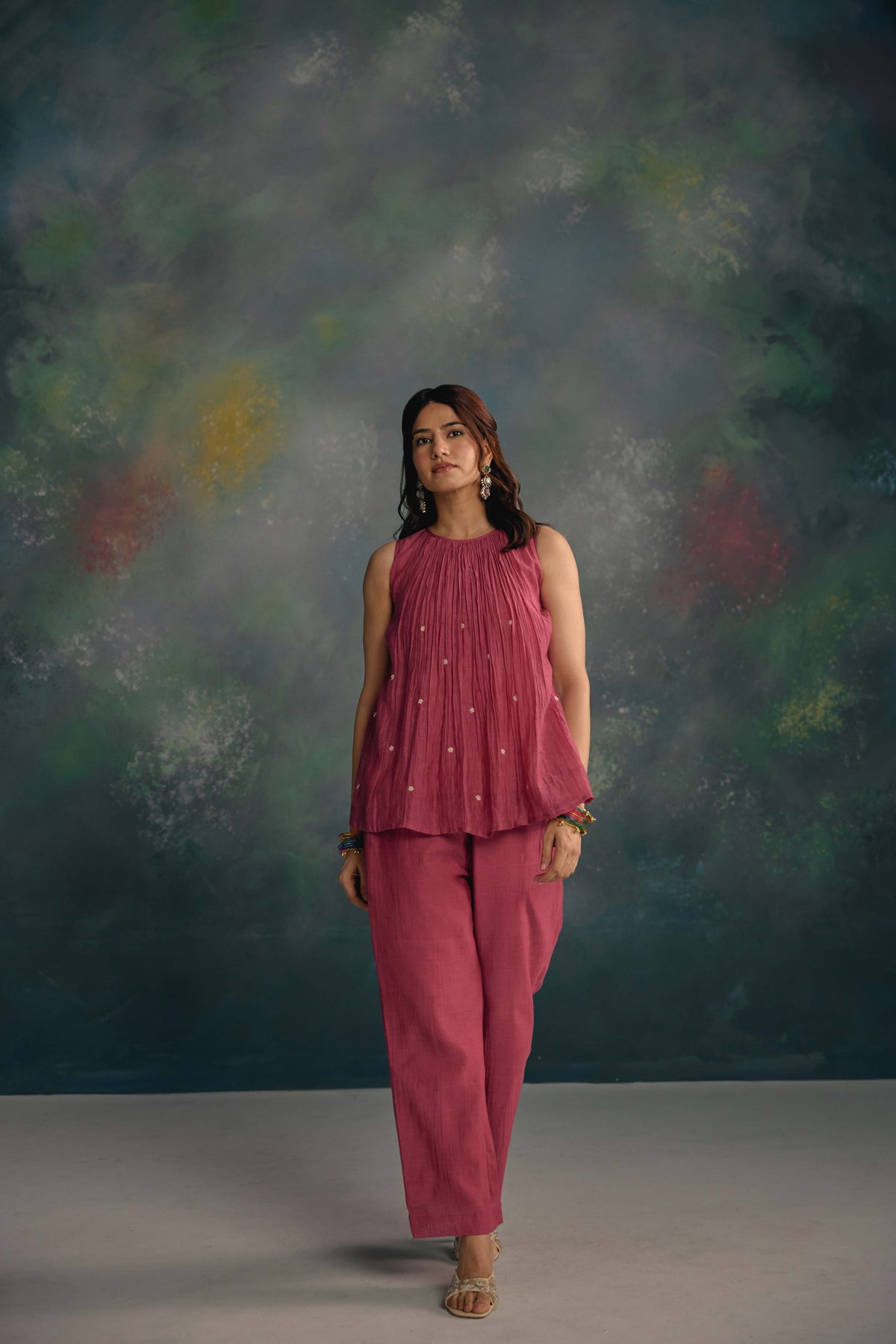 Aks Rose Pink Sleeveless Co-ord