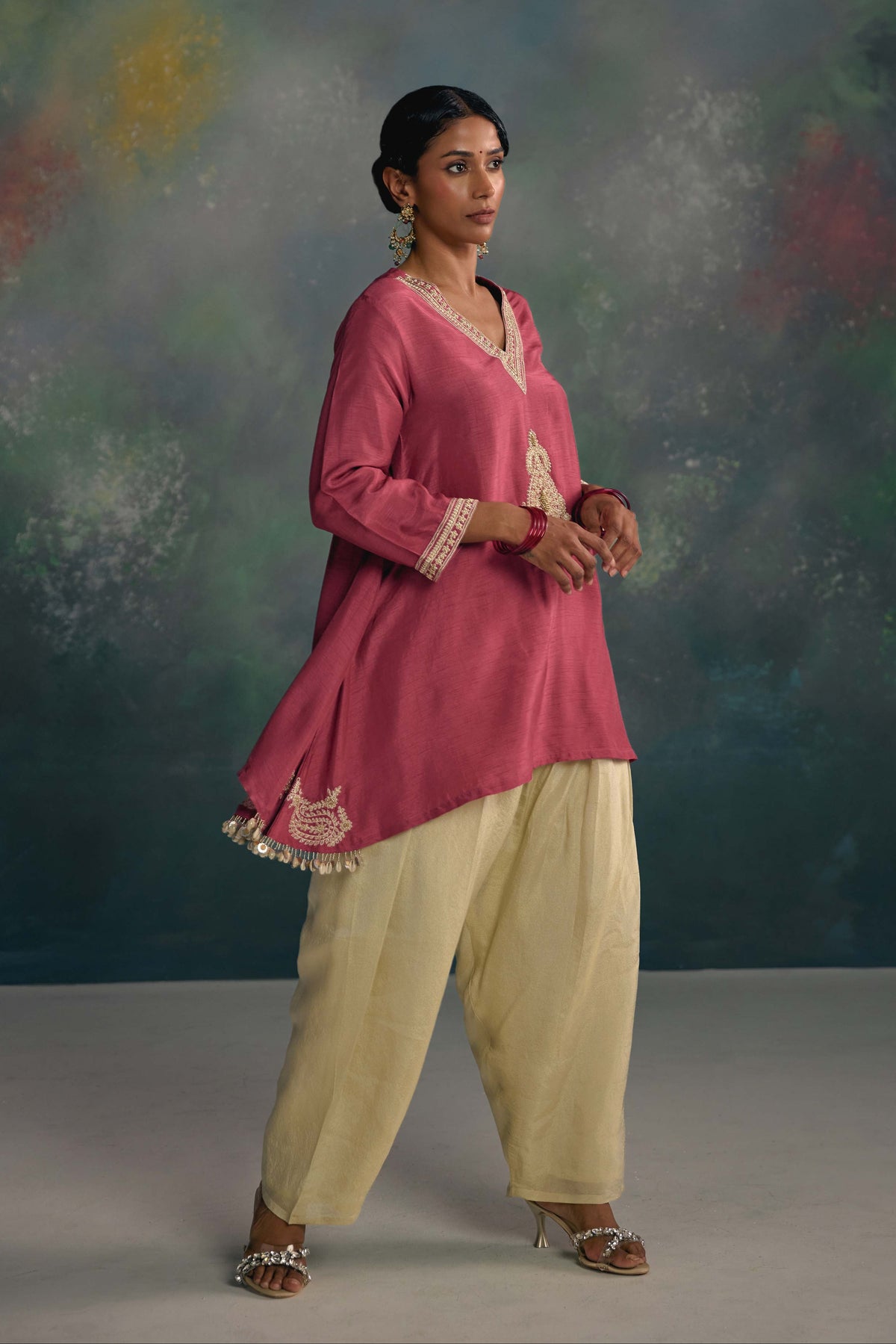 Aks Rose Pink Embellished Co-ord Set