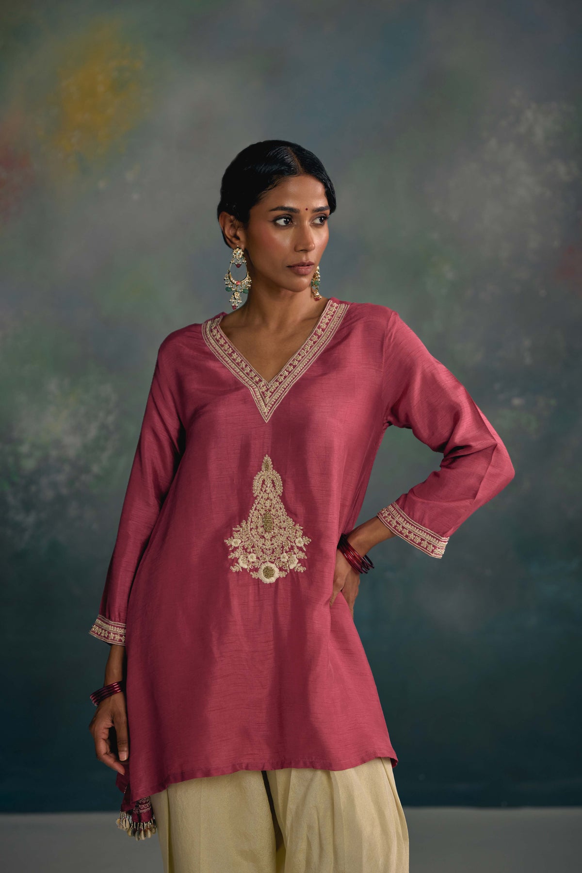Aks Rose Pink Embellished Co-ord Set