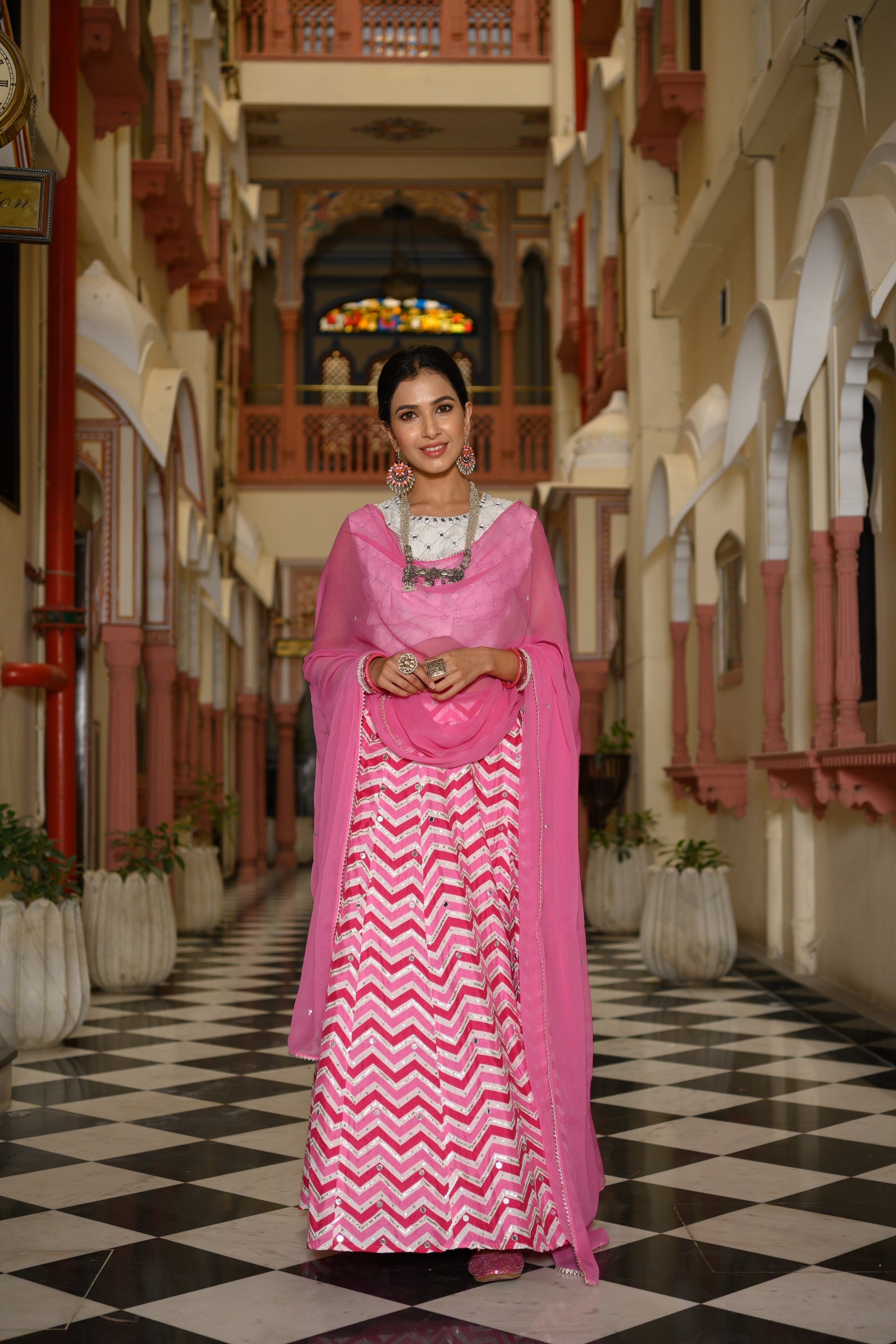 Pink Mirror Skirt Set-3pcs