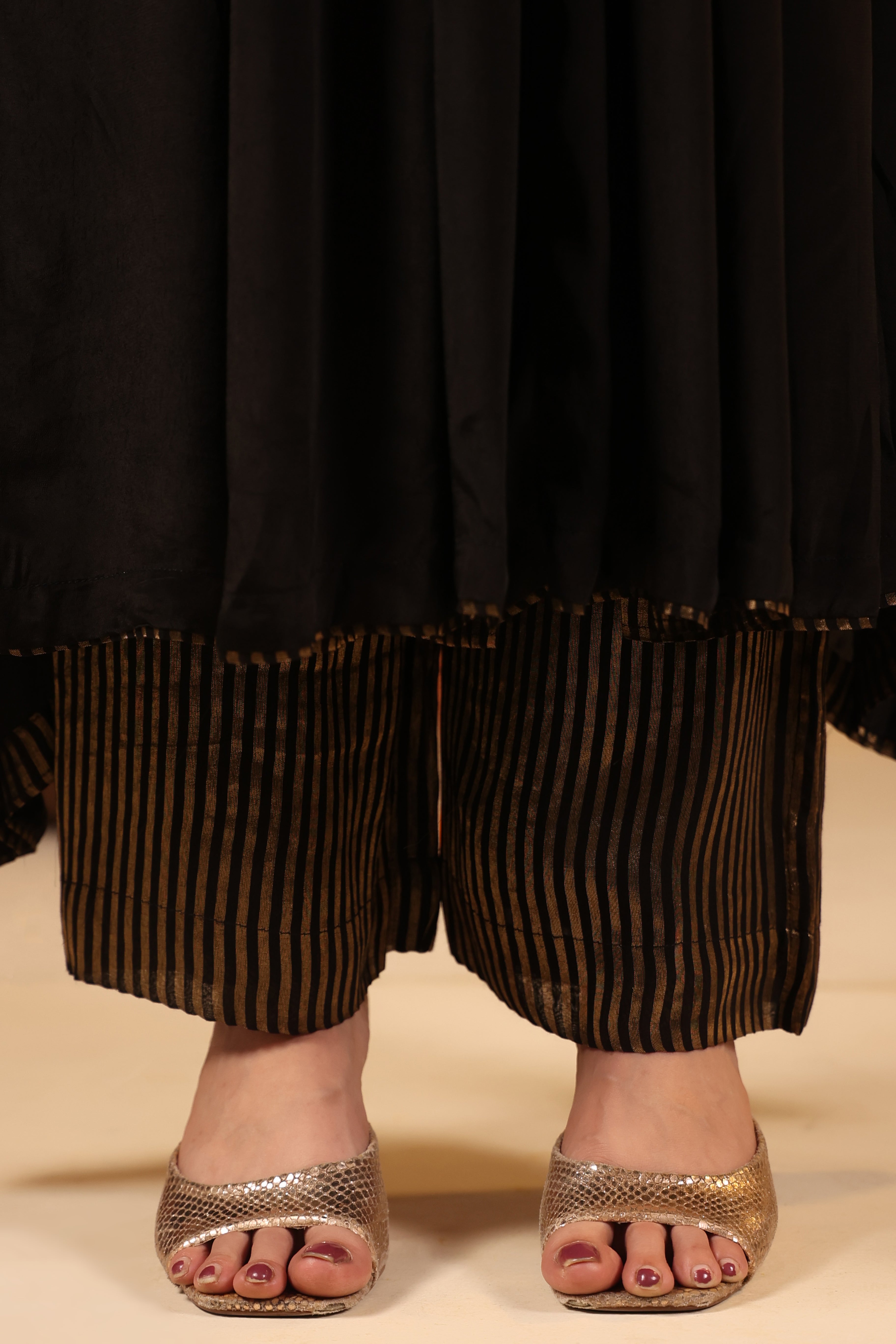 Black Embellished Kaftan with Pant Set