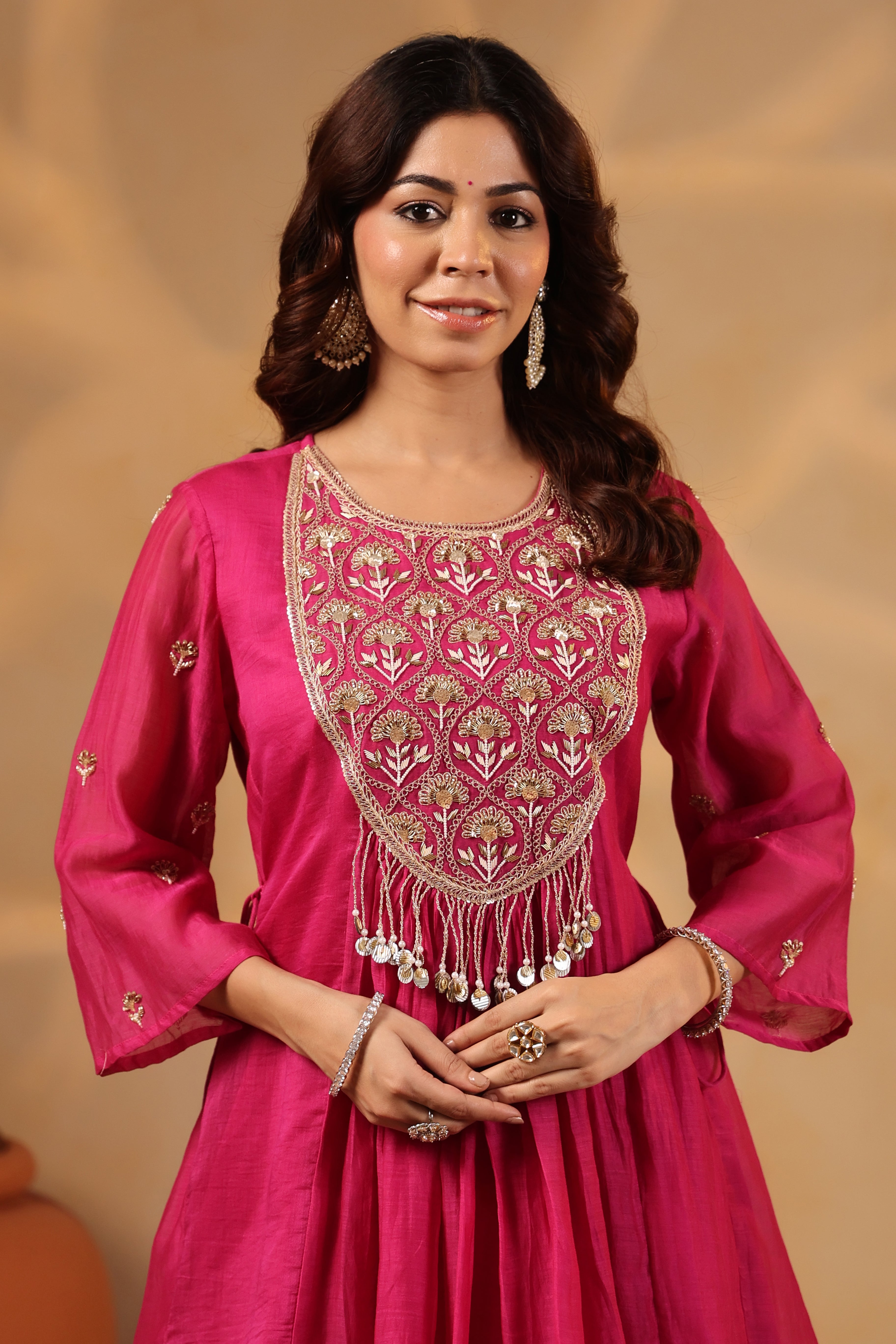 Pink Yoke Embellished Sharara Set