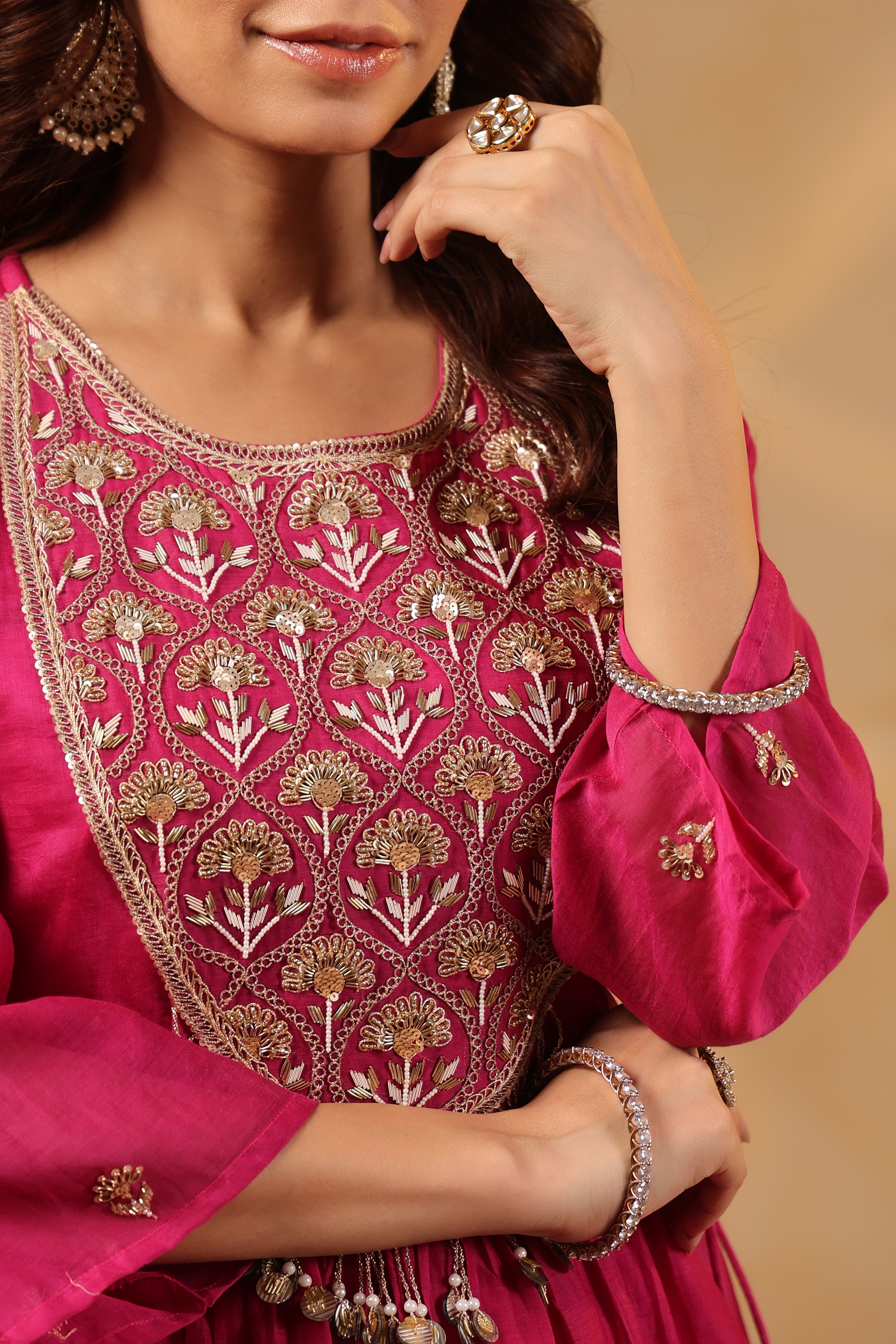 Pink Yoke Embellished Sharara Set