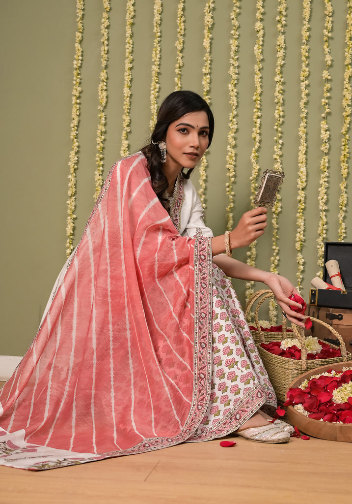 Pegaam Block Print Sharara Set- 3pcs