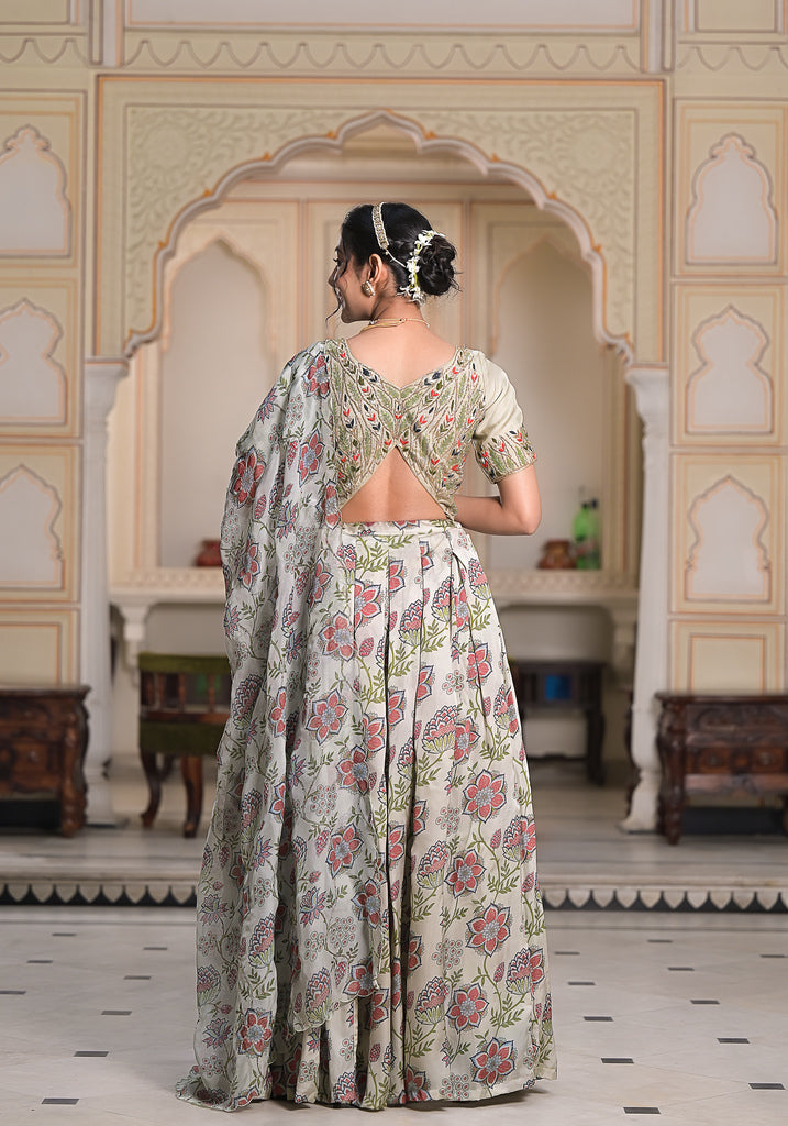 Powder green Victoria Lehenga Set-3PCS