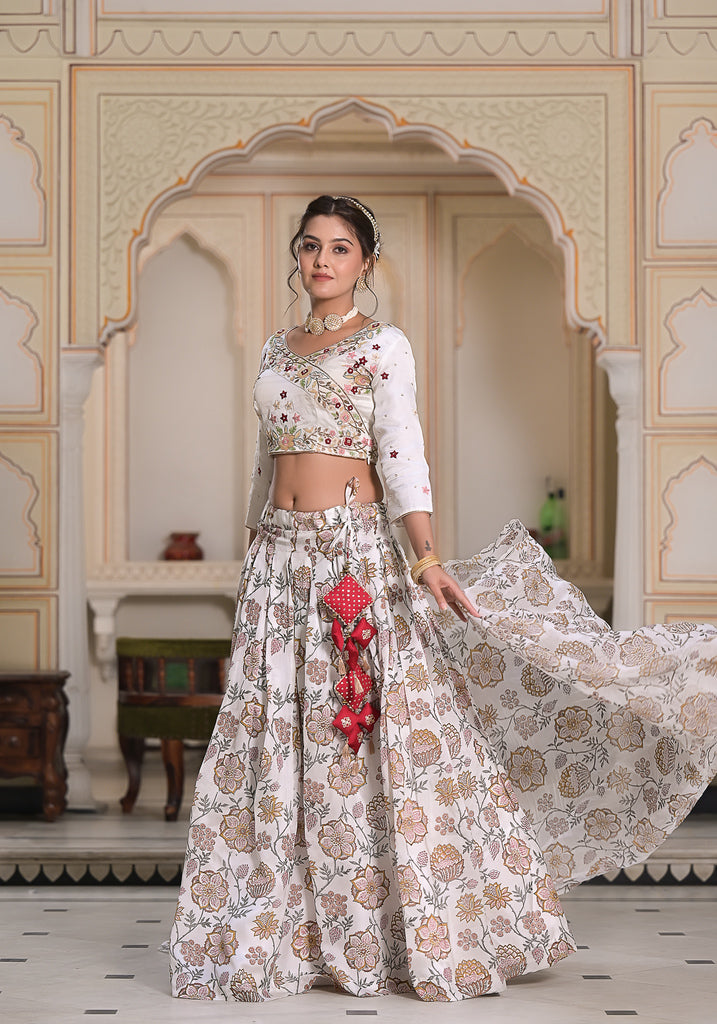 White Victoria Lehenga Set- 3PCS
