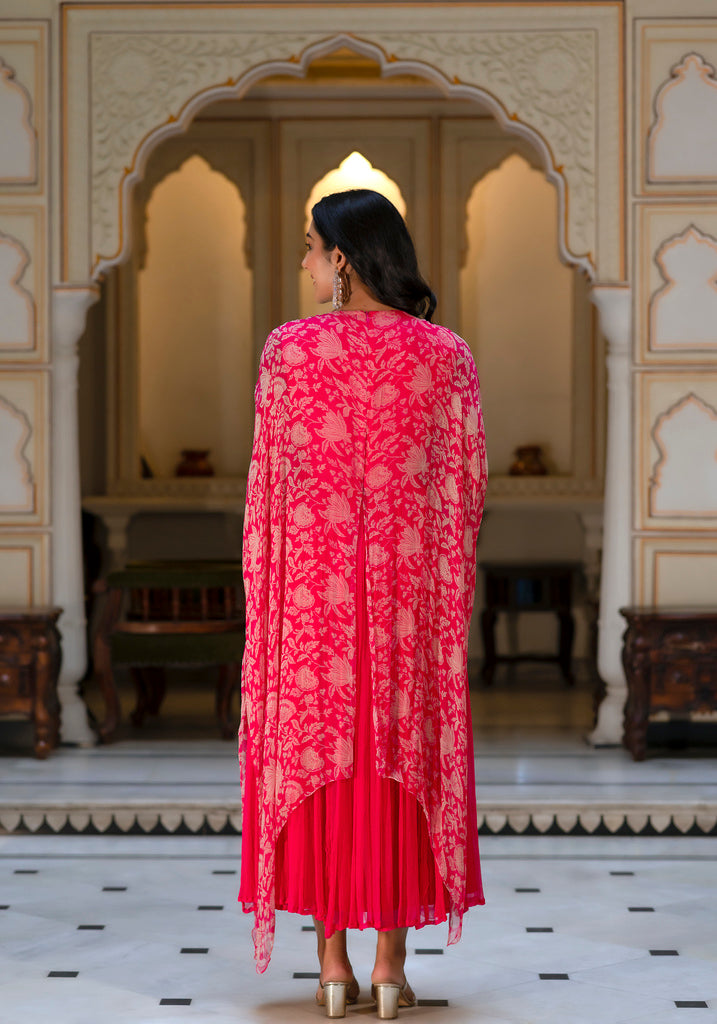 Pink Sequin Embellished Chiffon Dress