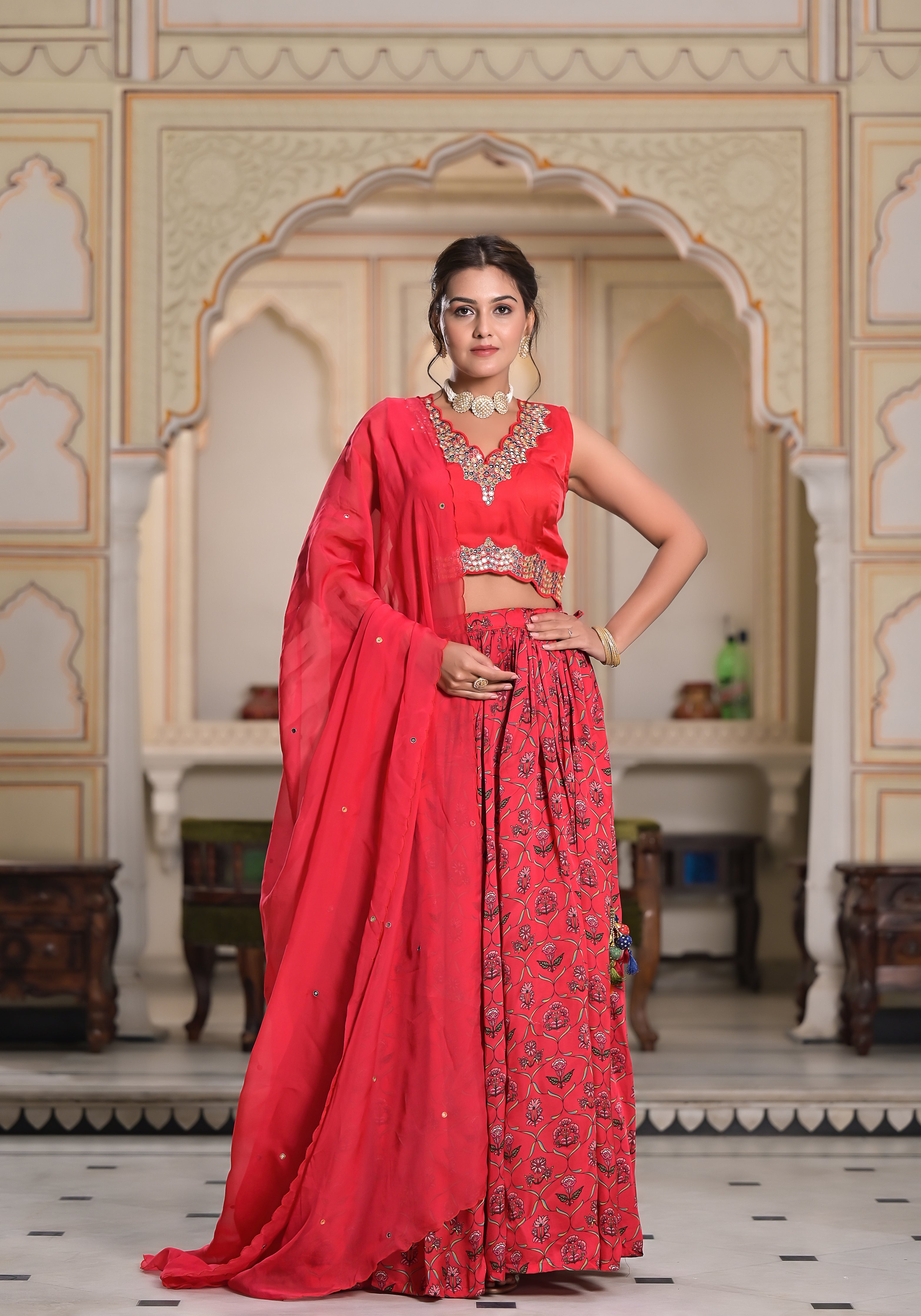 Red Gulaal Lehenga set-3PCS