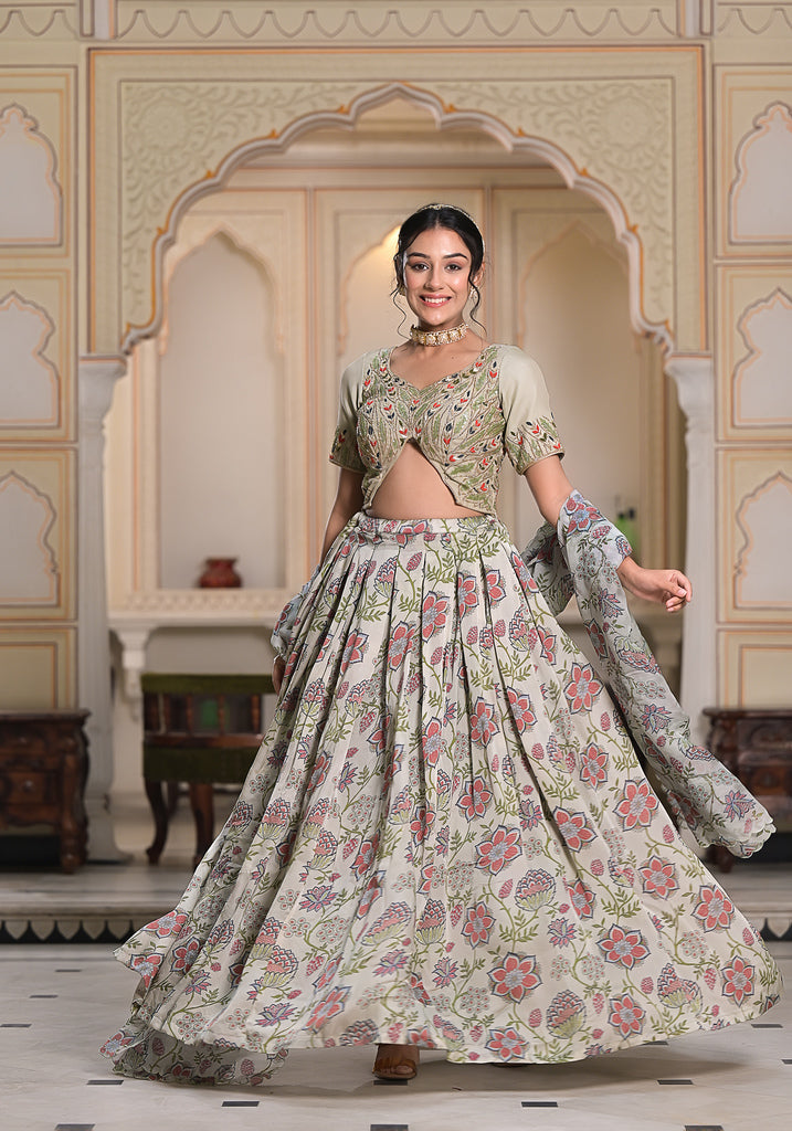 Powder green Victoria Lehenga Set-3PCS