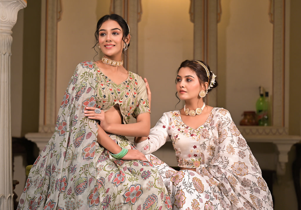 Powder green Victoria Lehenga Set-3PCS