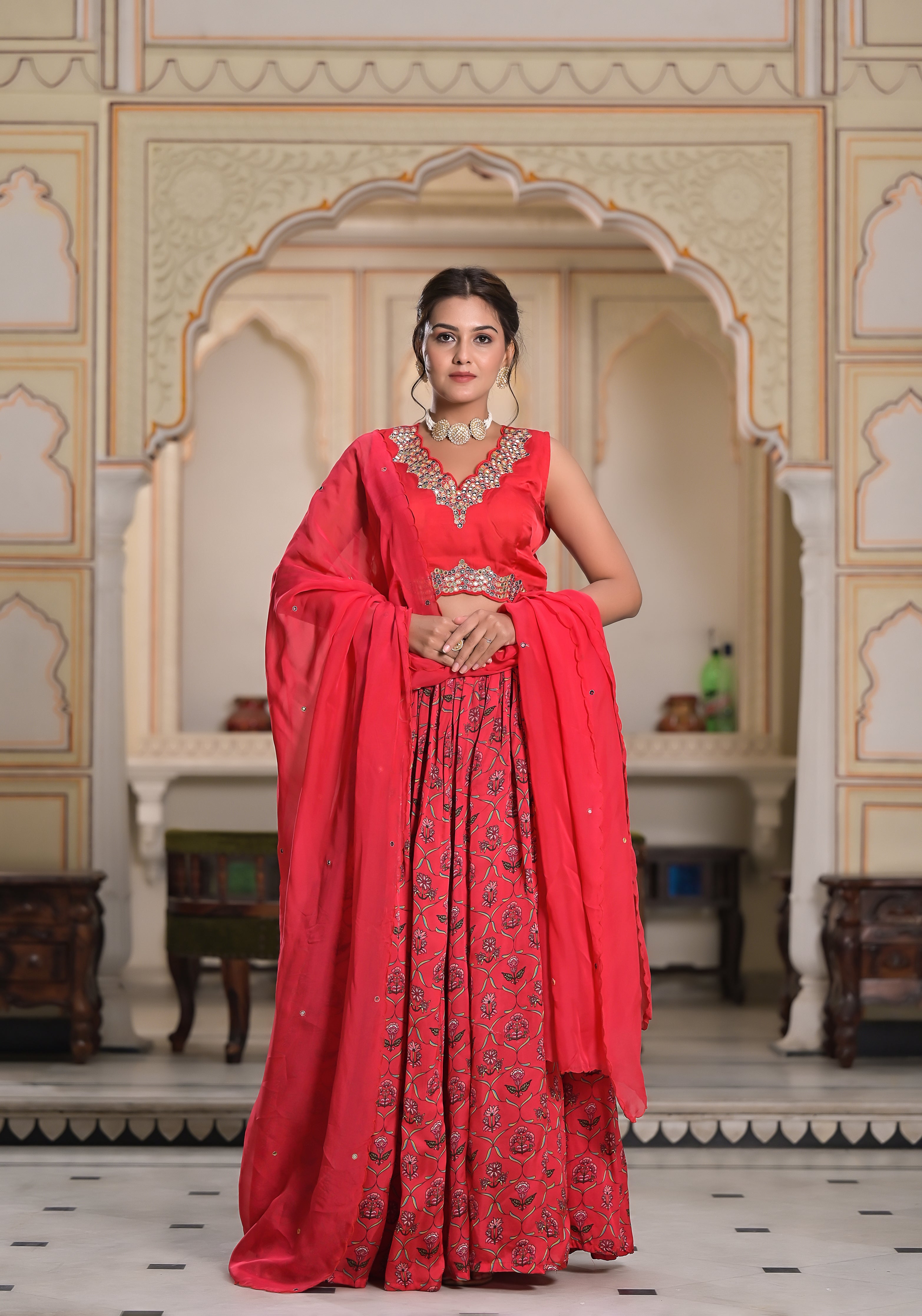 Red Gulaal Lehenga set-3PCS