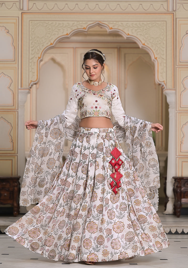 White Victoria Lehenga Set- 3PCS