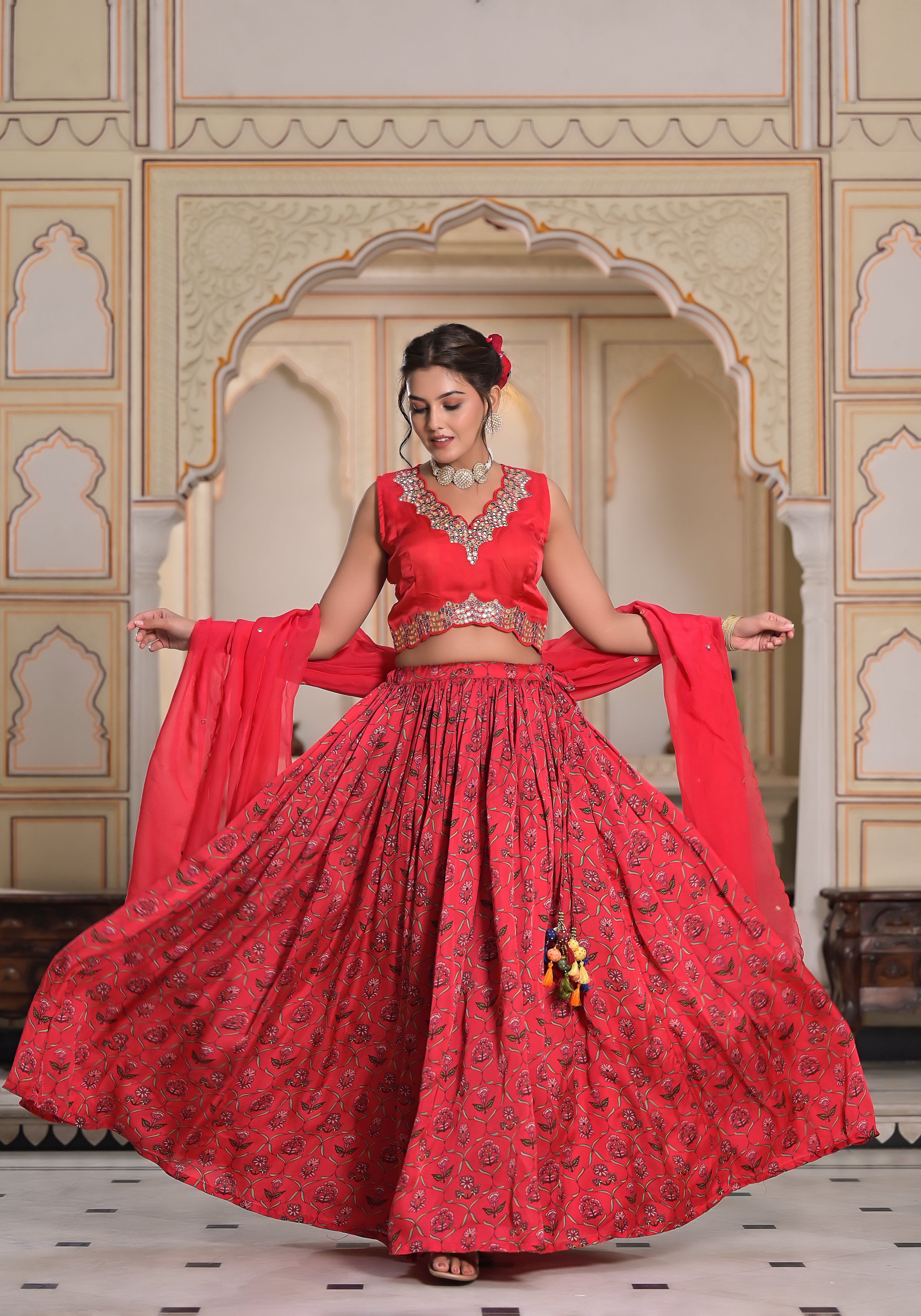Red Gulaal Lehenga set-3PCS