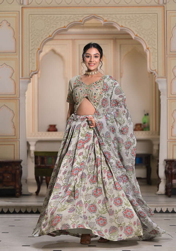 Powder green Victoria Lehenga Set-3PCS