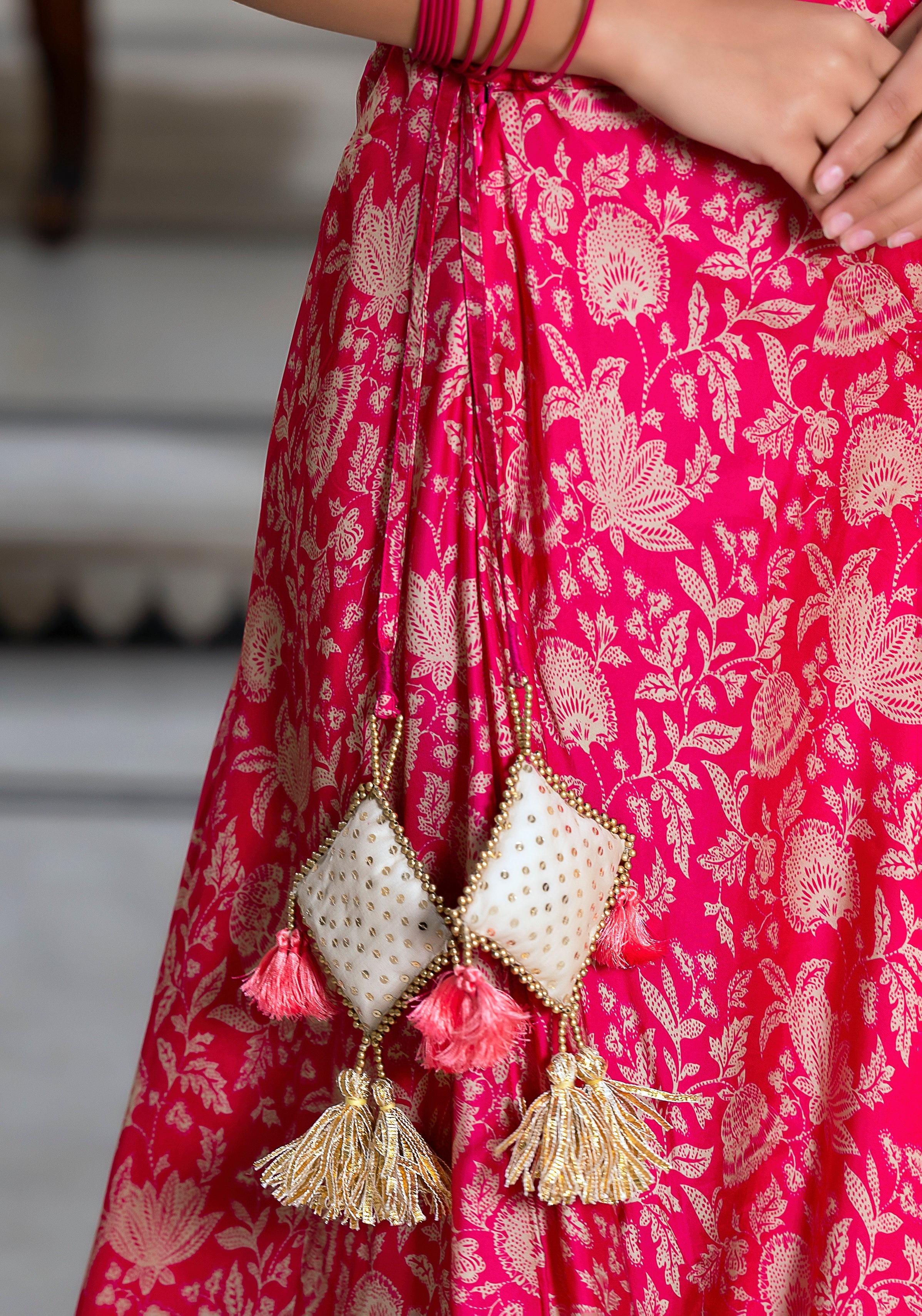Pink Ajrak lehenga set-3PCS