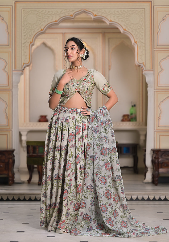 Powder green Victoria Lehenga Set-3PCS