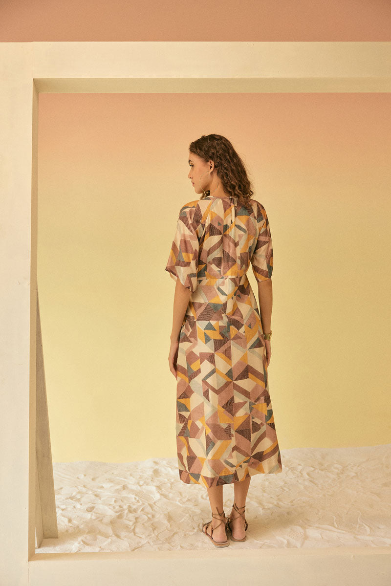 KNOTTED GEOMETRIC ANKLE LENGTH DRESS